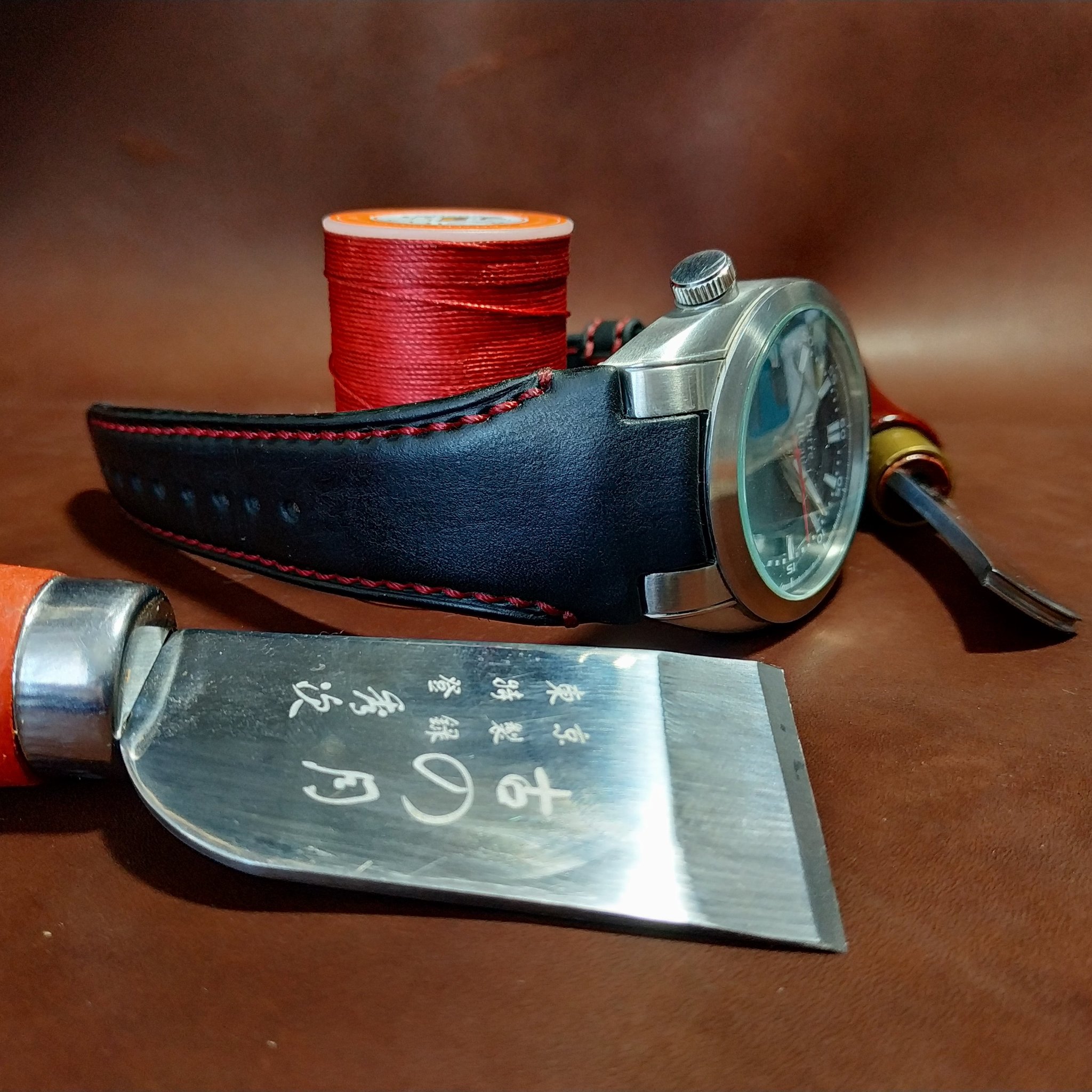 Watch strap, leather - My, Leather, Strap, Leather products, Needlework without process, Longpost