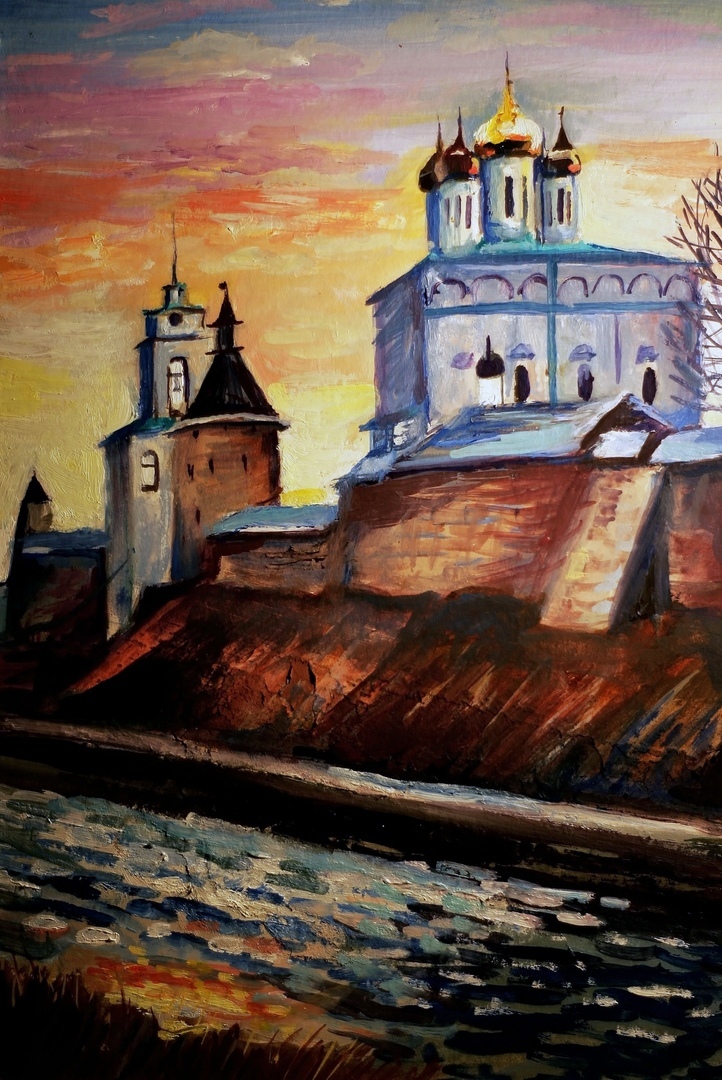 I’m drawing my hometown Pskov! - My, Pskov, Artist, Longpost