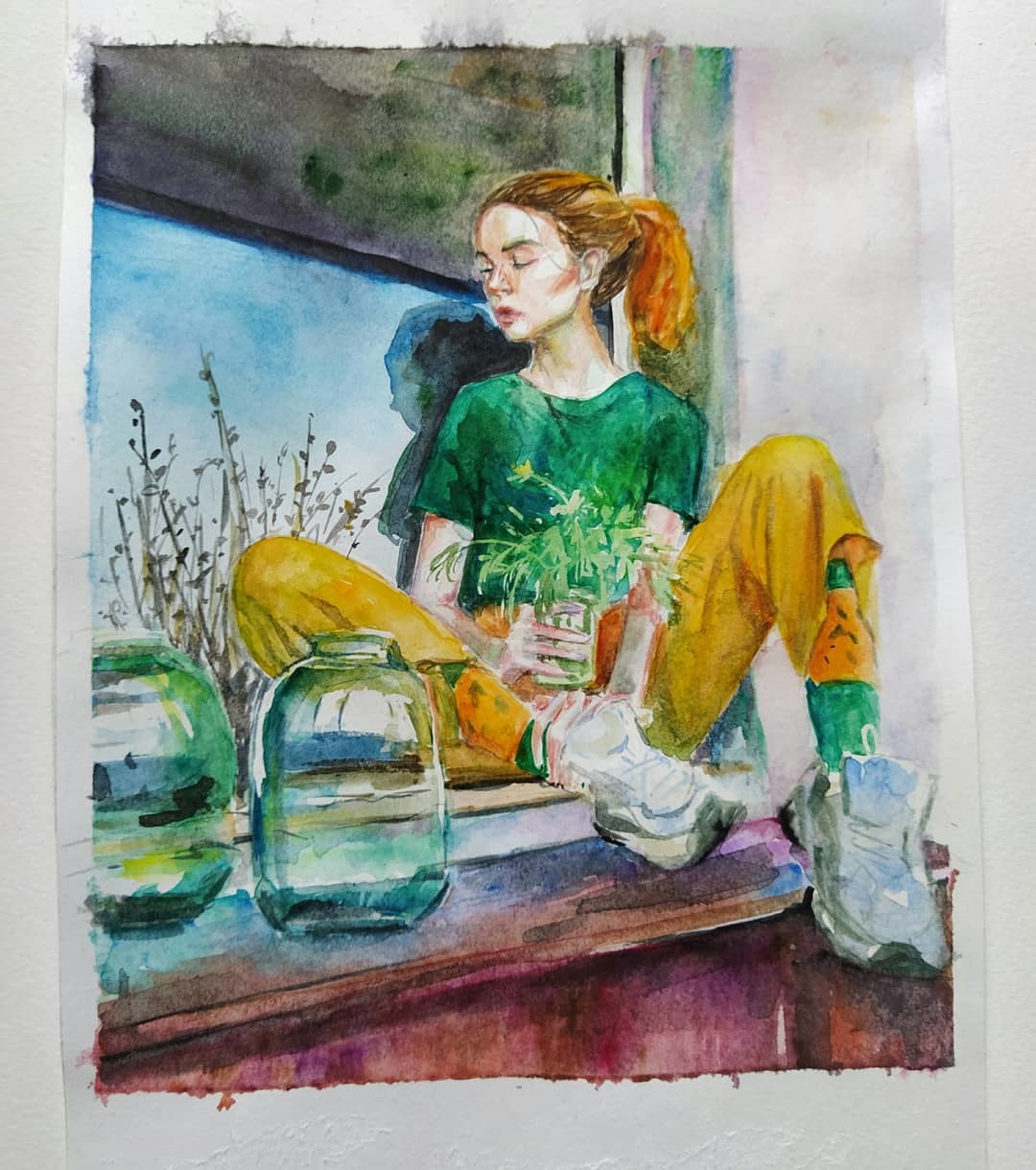 Hello! I paint watercolors - My, Longpost, Artist, Creation, Watercolor, Portrait, Art, Girls