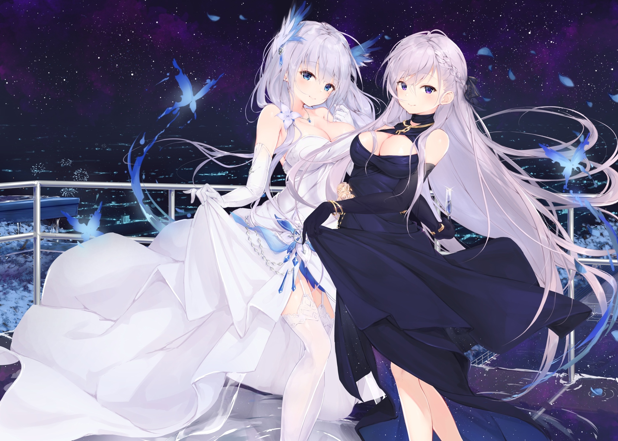 Illustries and Belfast - Anime, Anime art, Azur lane, Illustrious (Azur Lane), Belfast