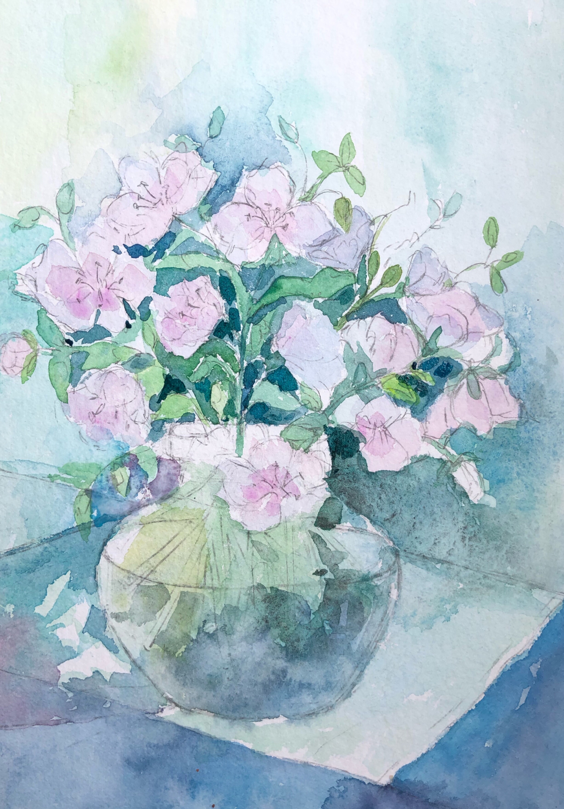 Summer bouquet, creation process - My, Process, Painting, Art, Flowers, Watercolor, Etude, Longpost