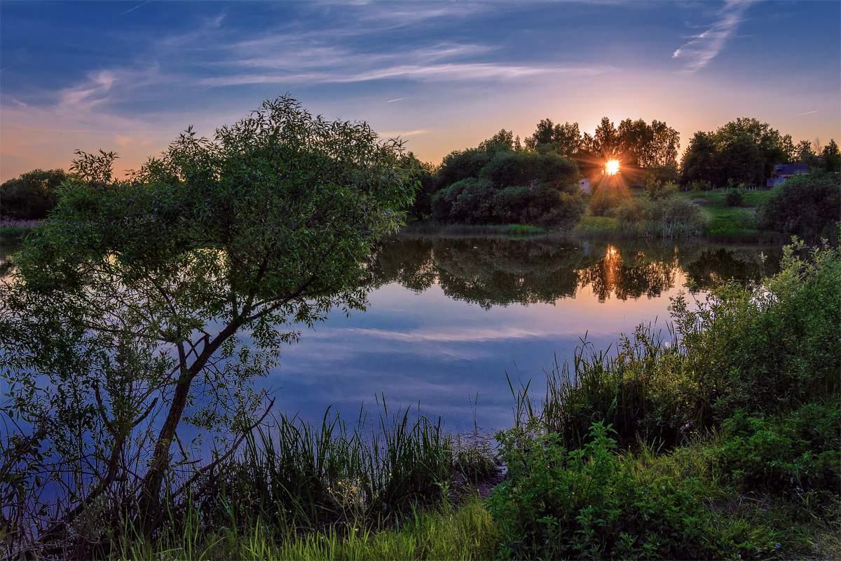 Sunset by the pond - Water, Sunset, Nature, beauty