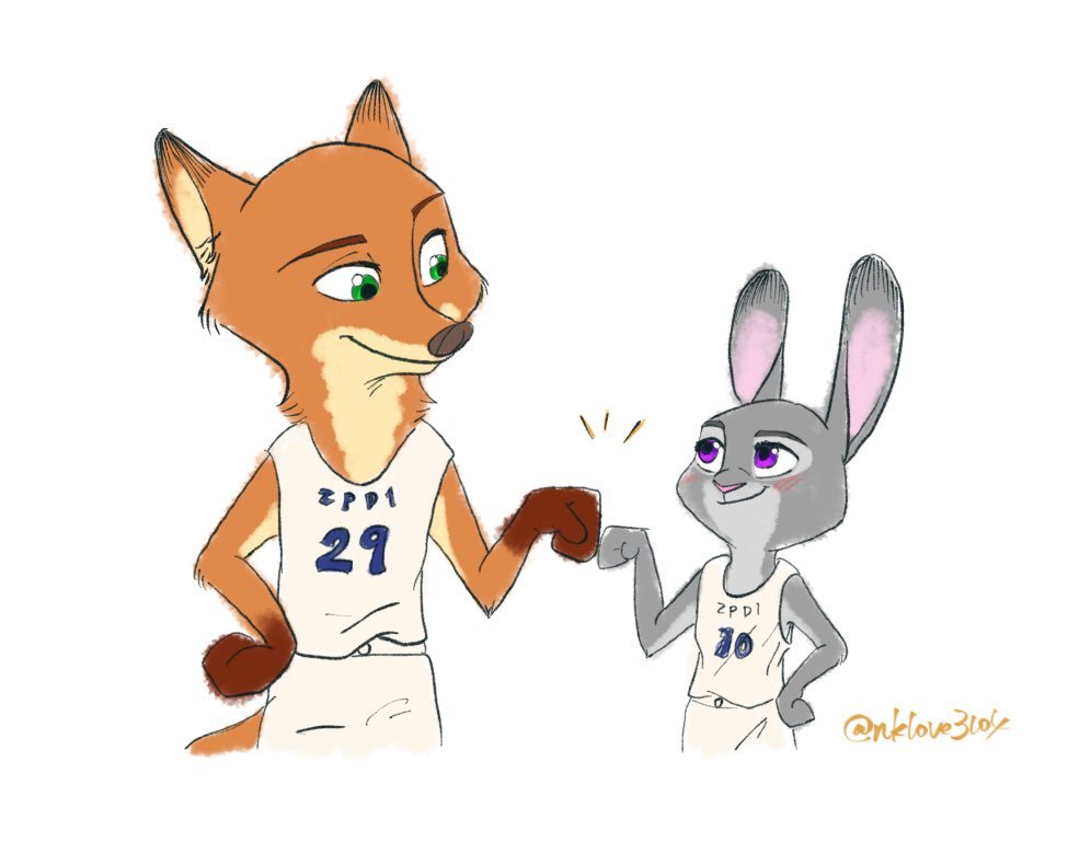 Team - Zootopia, Nick wilde, Judy hopps, Team, Basketball, Sketch, Nklove3104