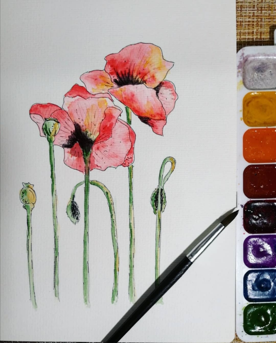 Once I painted, I decided to show.. Both acrylic and watercolor.. I was still looking for something to paint with... - My, Learning to draw, Watercolor, Acrylic, Drawing, Longpost