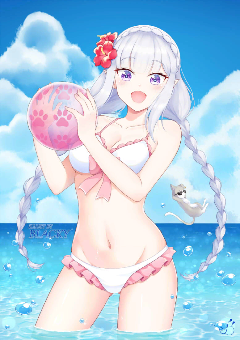 Pack - Re: Zero Kara, Puck, Emilia, Anime art, Anime, Swimsuit