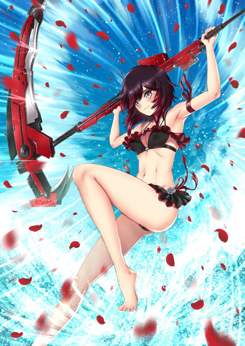 RWBY - Summer Time - NSFW, RWBY, Anime art, Anime, Art, Longpost, Swimsuit, Adsouto, Blake belladonna, Neopolitan, Ruby rose, Emerald Sustrai, Nora valkyrie, Yang xiao long, Weiss schnee