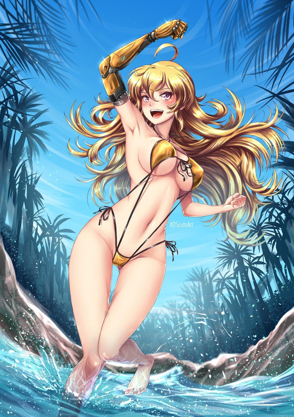 RWBY - Summer Time - NSFW, RWBY, Anime art, Anime, Art, Longpost, Swimsuit, Adsouto, Blake belladonna, Neopolitan, Ruby rose, Emerald Sustrai, Nora valkyrie, Yang xiao long, Weiss schnee