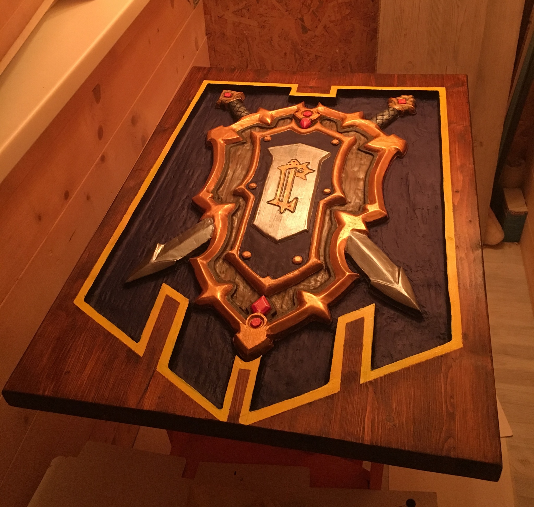 DIY royal knight's shield of Lordaeron - My, World of warcraft, Warcraft, Shield, With your own hands, Panel, Longpost, Needlework with process