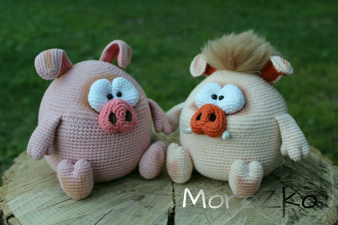 Knitted pigs - My, Amigurumi, Knitted toys, Crochet, Longpost, Needlework without process