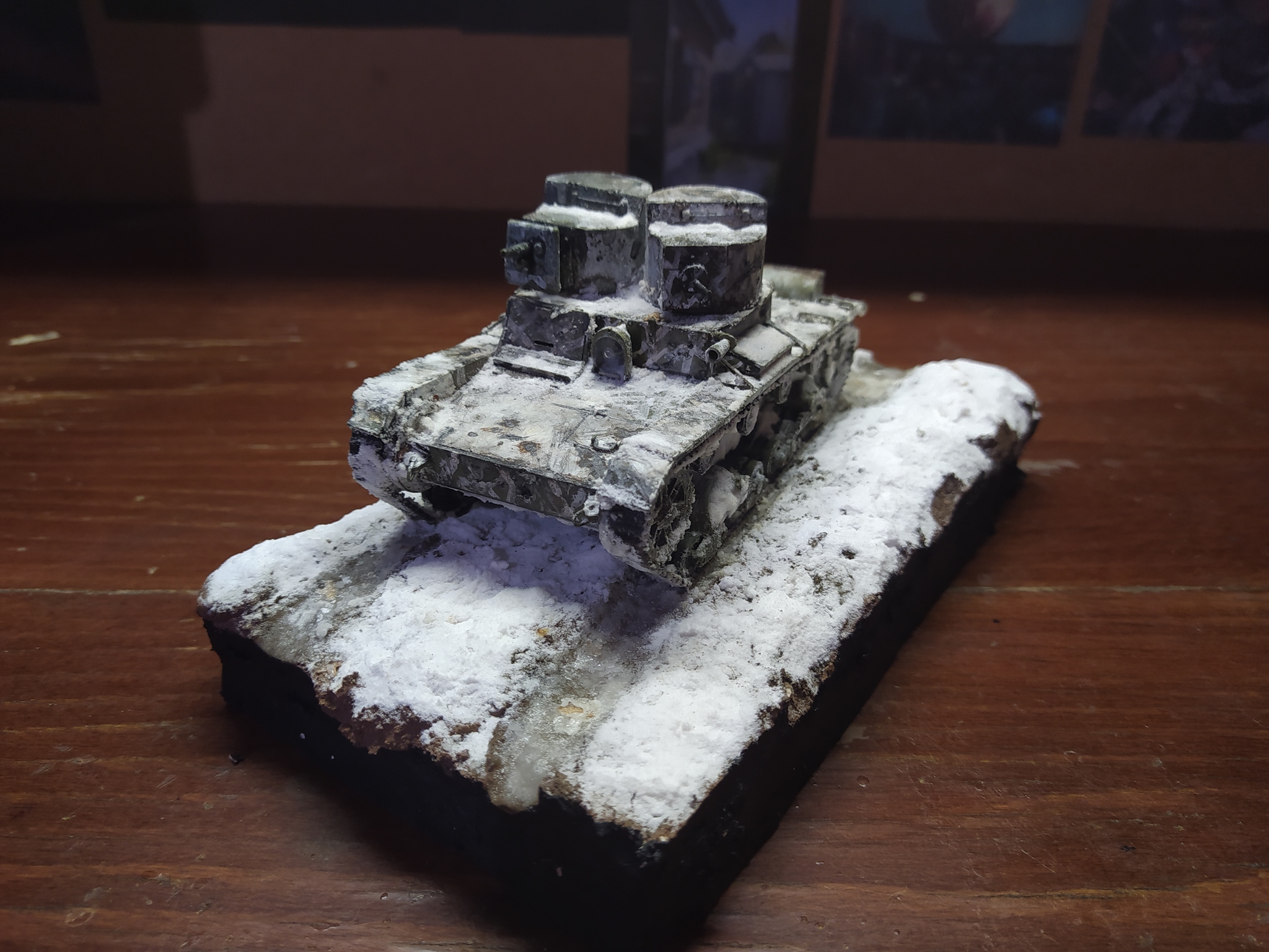 T-26 (model 1932) 1\35 - My, Modeling, Tanks, Snow, Longpost