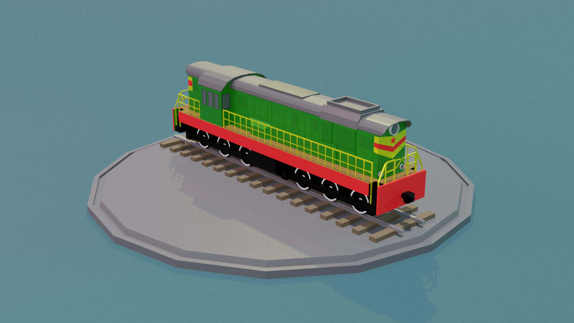 Low-pole ChME-3 - My, Low poly, 3D, A train, Locomotive, Locomotive