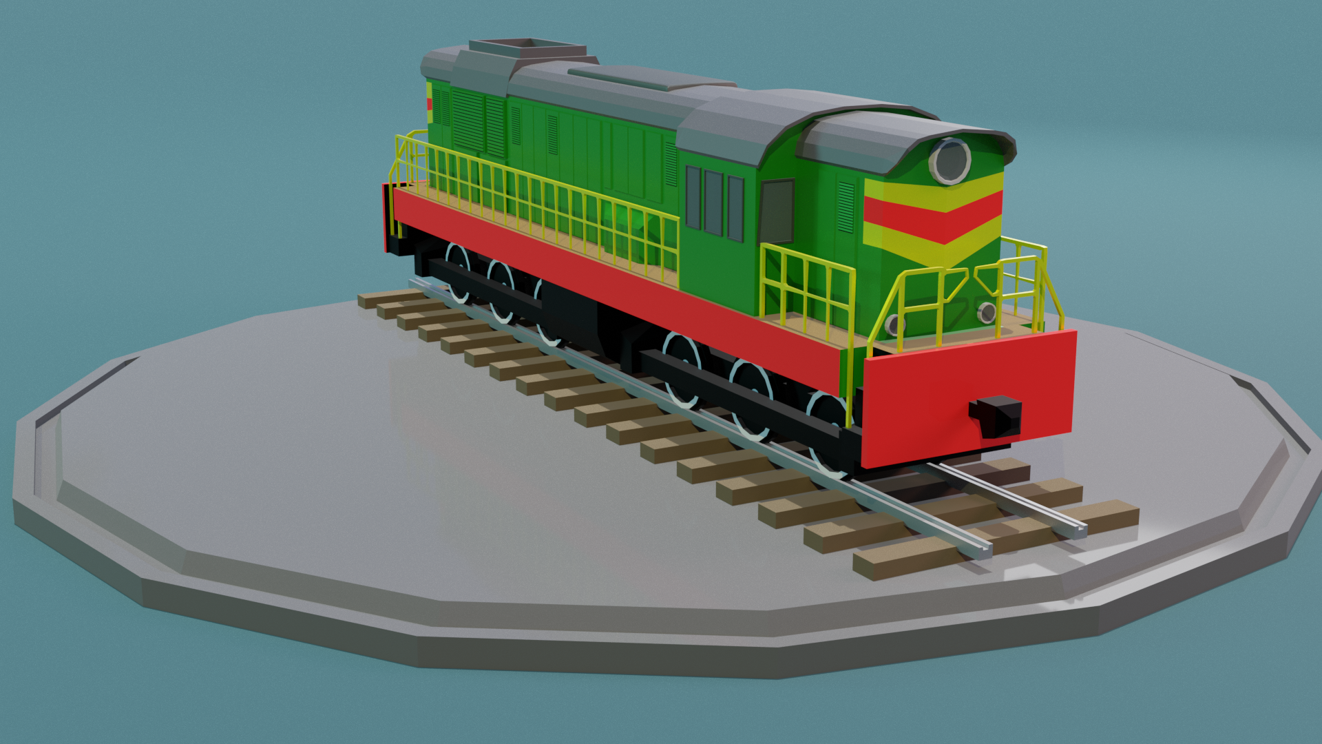 Low-pole ChME-3 - My, Low poly, 3D, A train, Locomotive, Locomotive