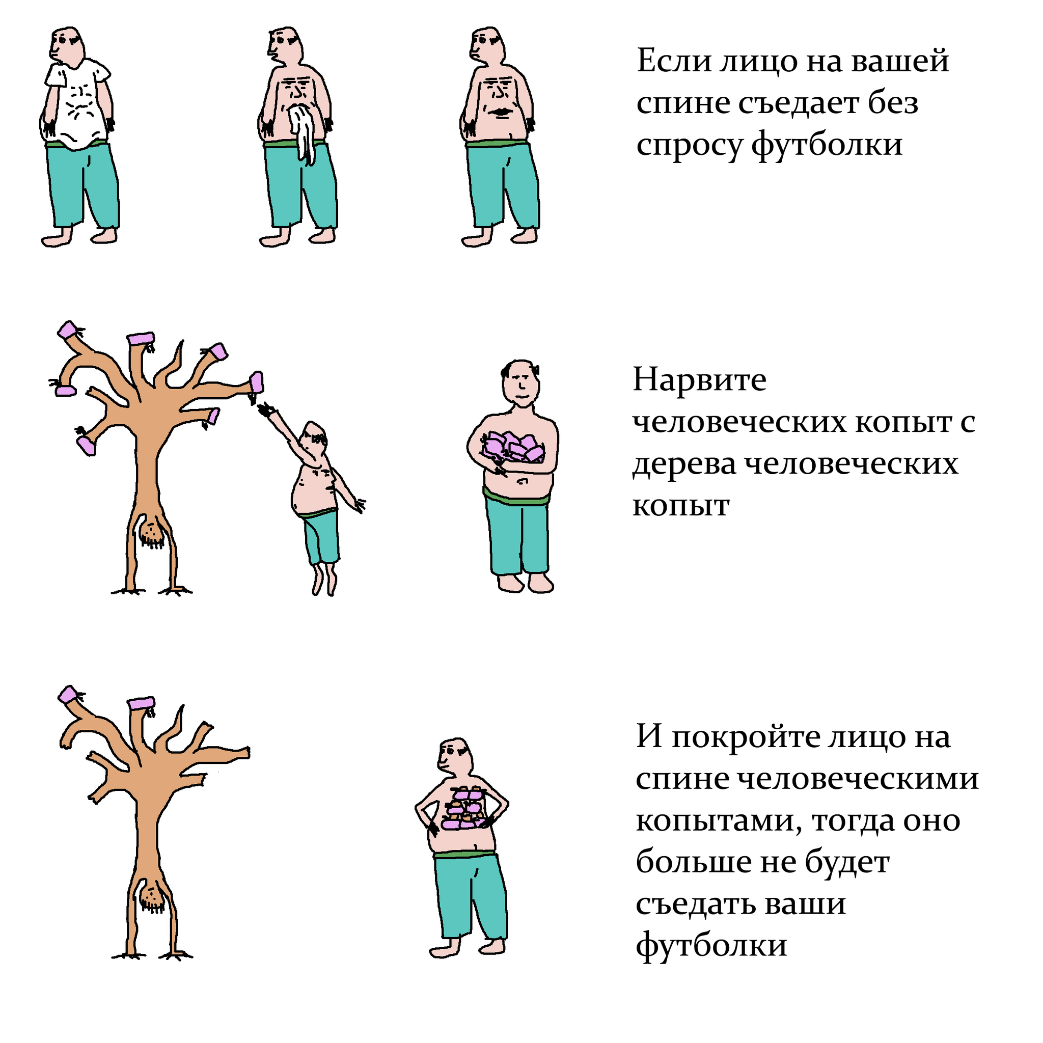 Что делать, если лицо на спине распоясалось - Моё, Комиксы, Абсурд, Сюрреализм