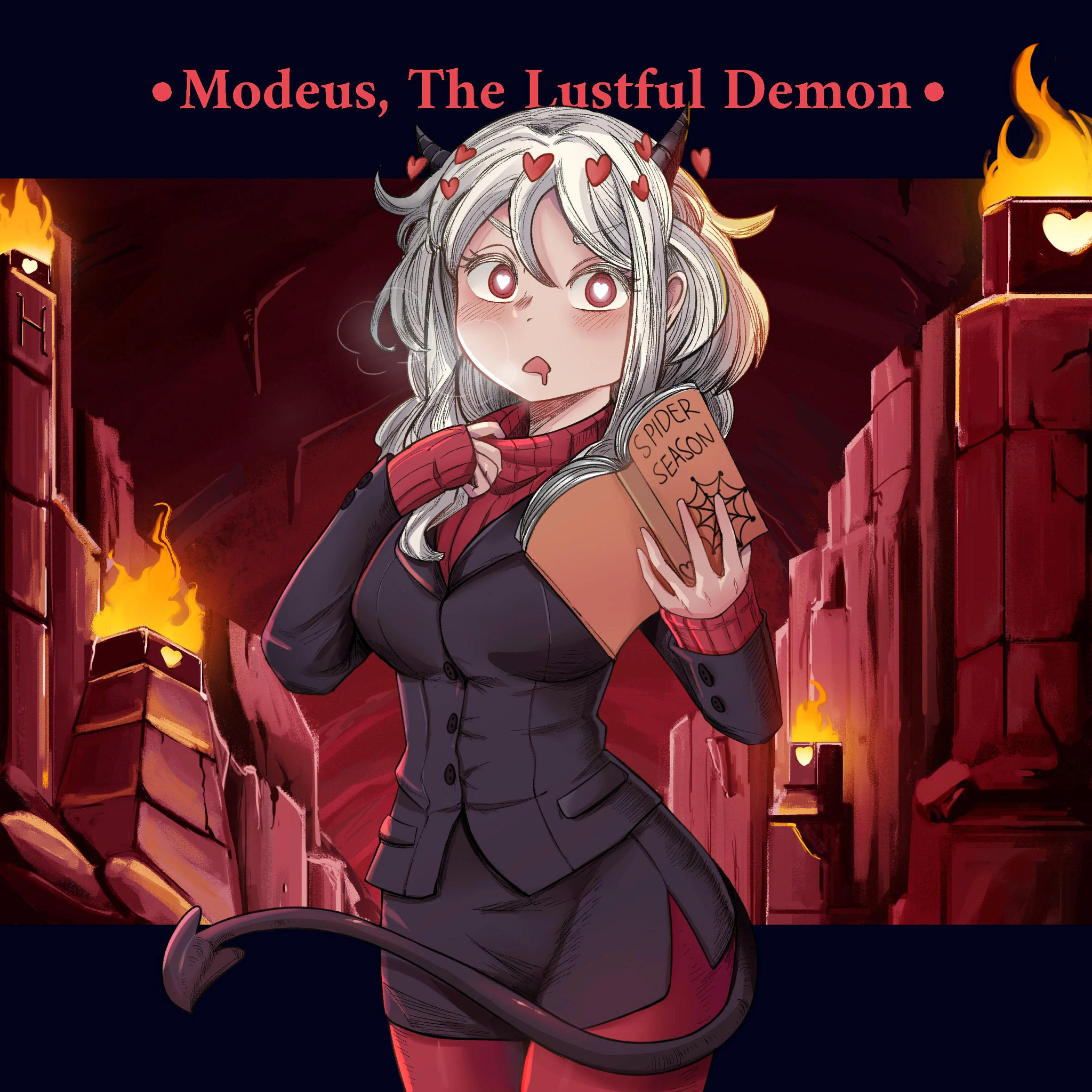 The lustfull demon - Helltaker, Modeus, Anime Art, Аниме