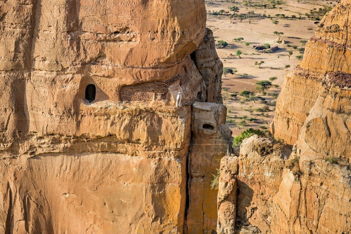 Priest at the entrance to the Abuna Yamata Guh Church (Ethiopia) - The mountains, Church, Ethiopia, Religion, Africa, Longpost