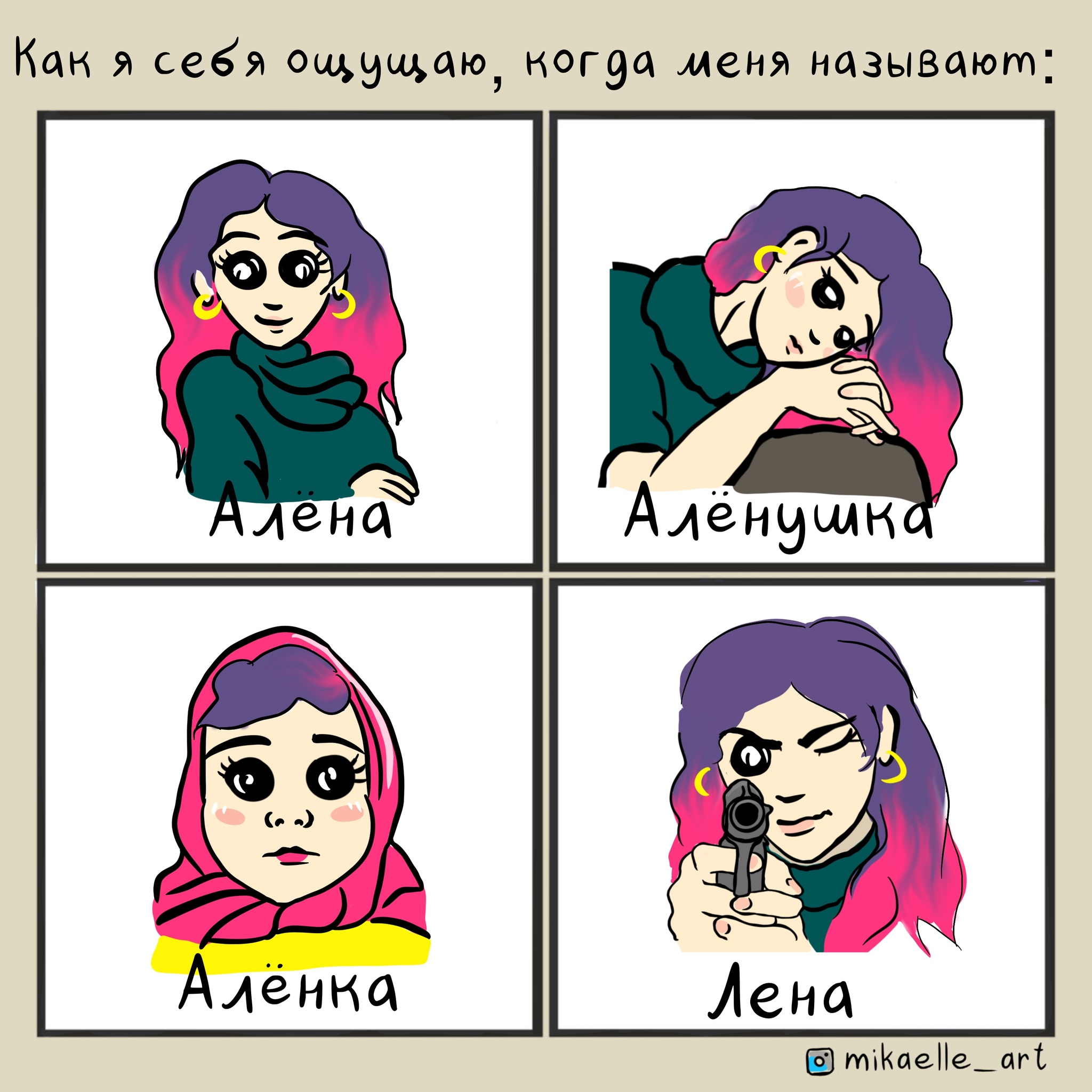 Pain of all Alena :) - My, Comics, Web comic, Alenka, Names, Associations, Humor, Challenge