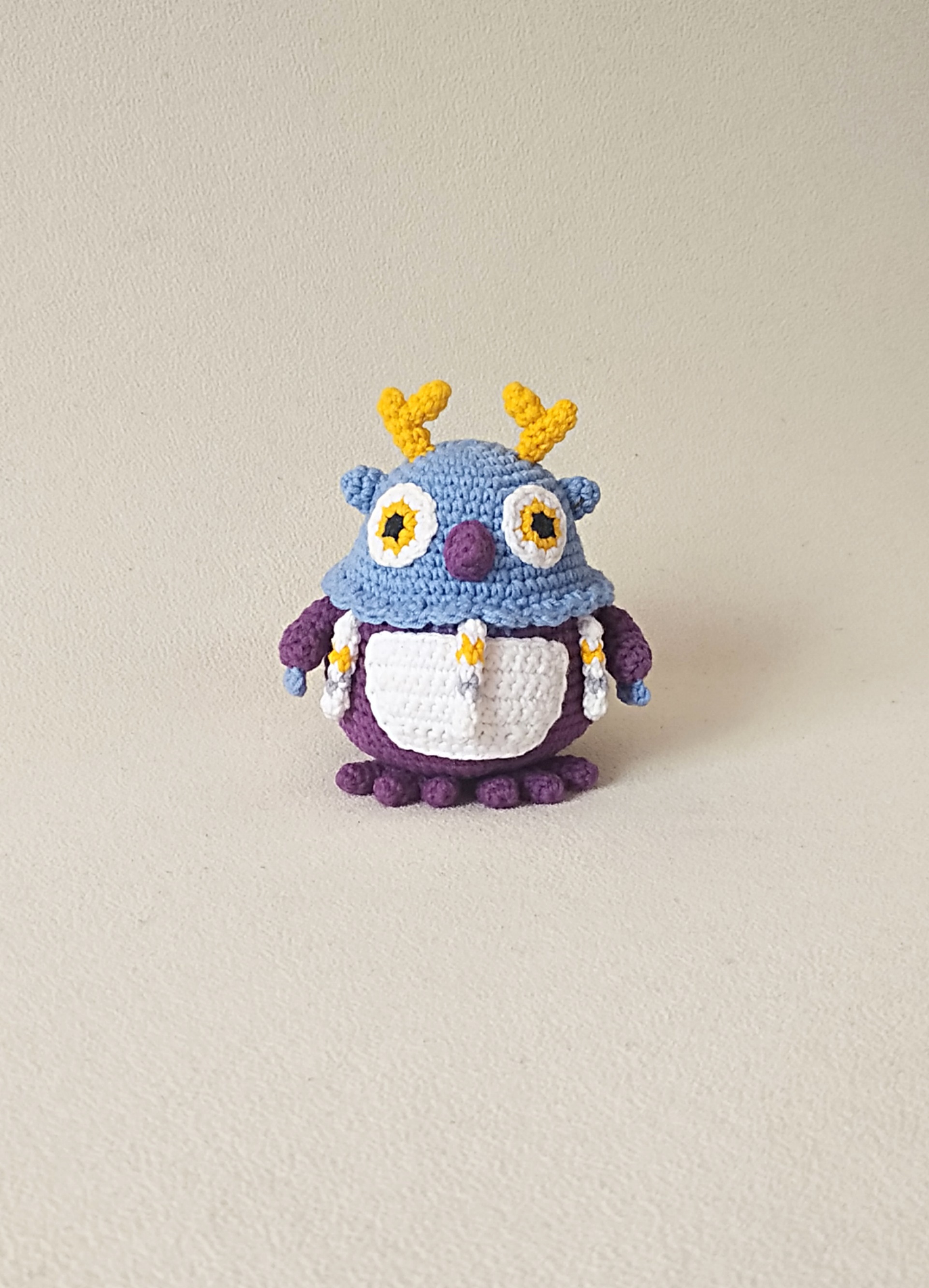 Moonkin from the game World of Warcraft - My, Druid, World of warcraft, Needlework, Crochet, Knitted toys, Knitting, Longpost, Needlework without process, Owls