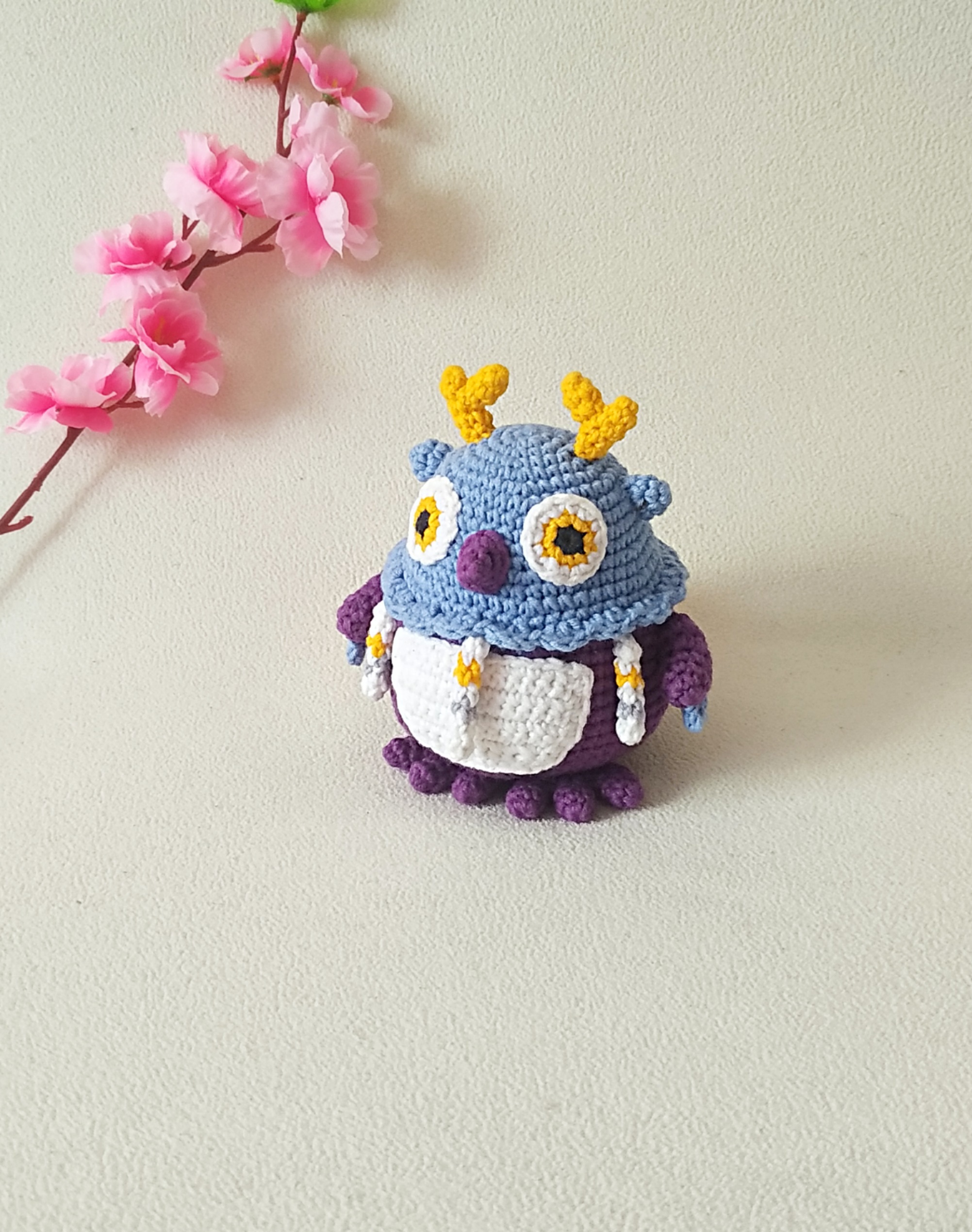 Moonkin from the game World of Warcraft - My, Druid, World of warcraft, Needlework, Crochet, Knitted toys, Knitting, Longpost, Needlework without process, Owls