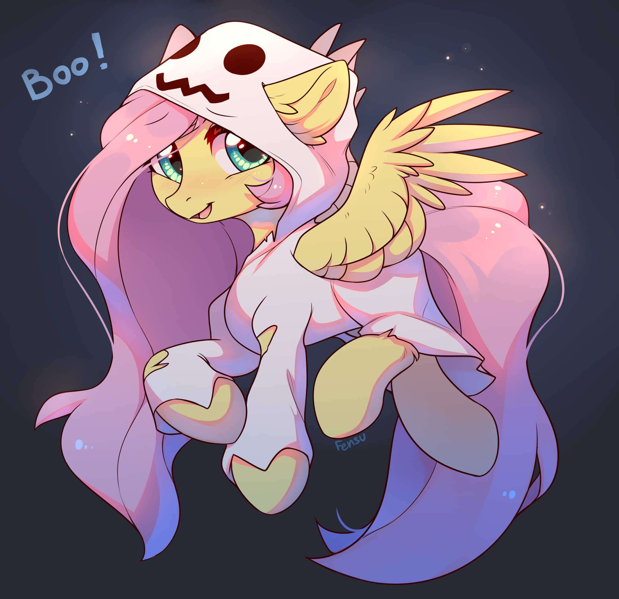 Spooky Scary Ghost - My Little Pony, PonyArt, Fluttershy, Fensu-San