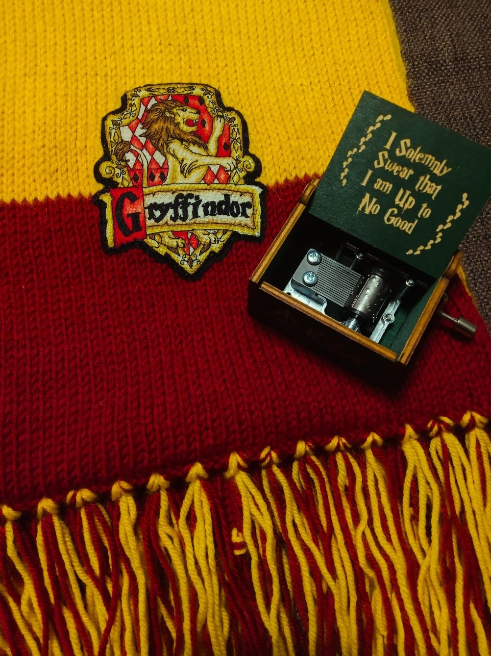 Gryffindor House Scarf - My, Knitting, Needlework without process, Longpost, Harry Potter, Gryffindor, Handmade, cat, Embroidery