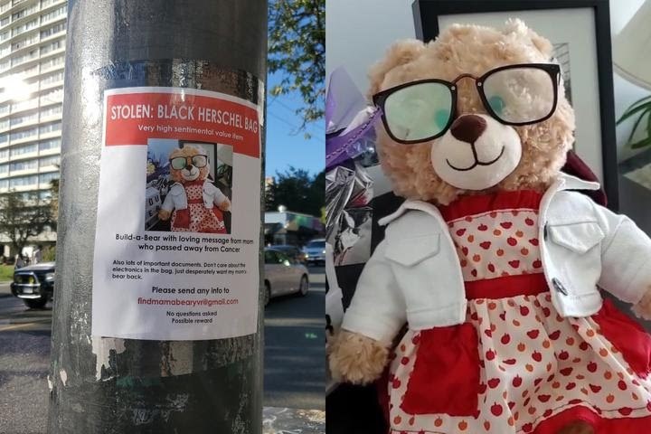 A teddy bear was stolen - Teddy bear, Canada, Ryan Reynolds, Kindness, Longpost