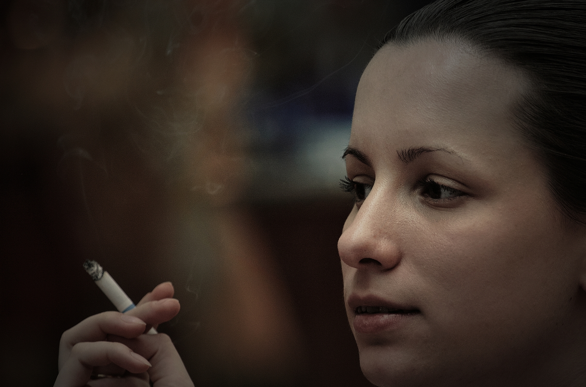 Portrait of an unknown woman - My, The photo, Girls, Cigarettes, Smoke, Canon 5D