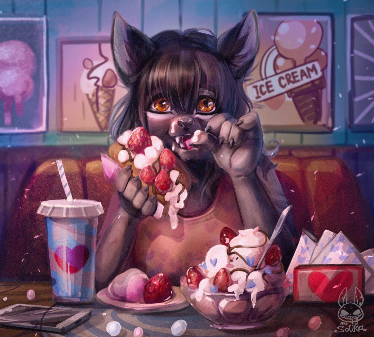 Sweet tooth - Furry, Anthro, Art, Drawing_sofa