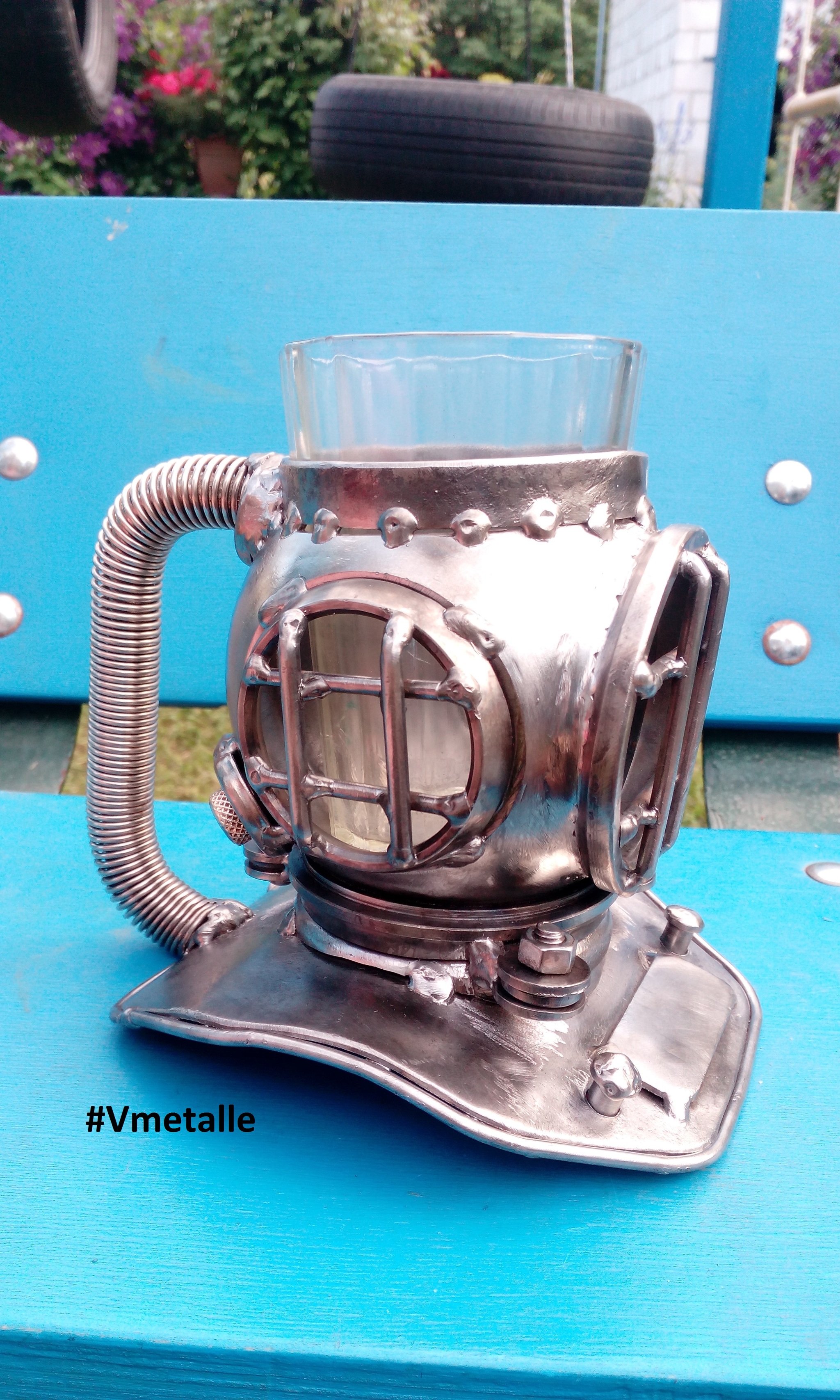 Cup holder-diving helmet - My, Needlework with process, Diver, Cup, Helmet, Creative, Welding, Fleet, Scuba, Video, Longpost