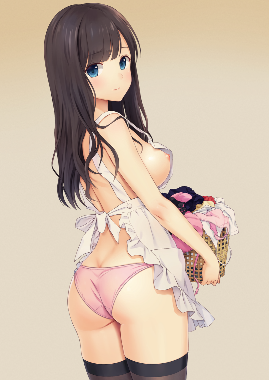 Housewife - NSFW, Art, Anime art, Original character, Girls, Erotic, Underwear, Booty, Artist NG, Longpost