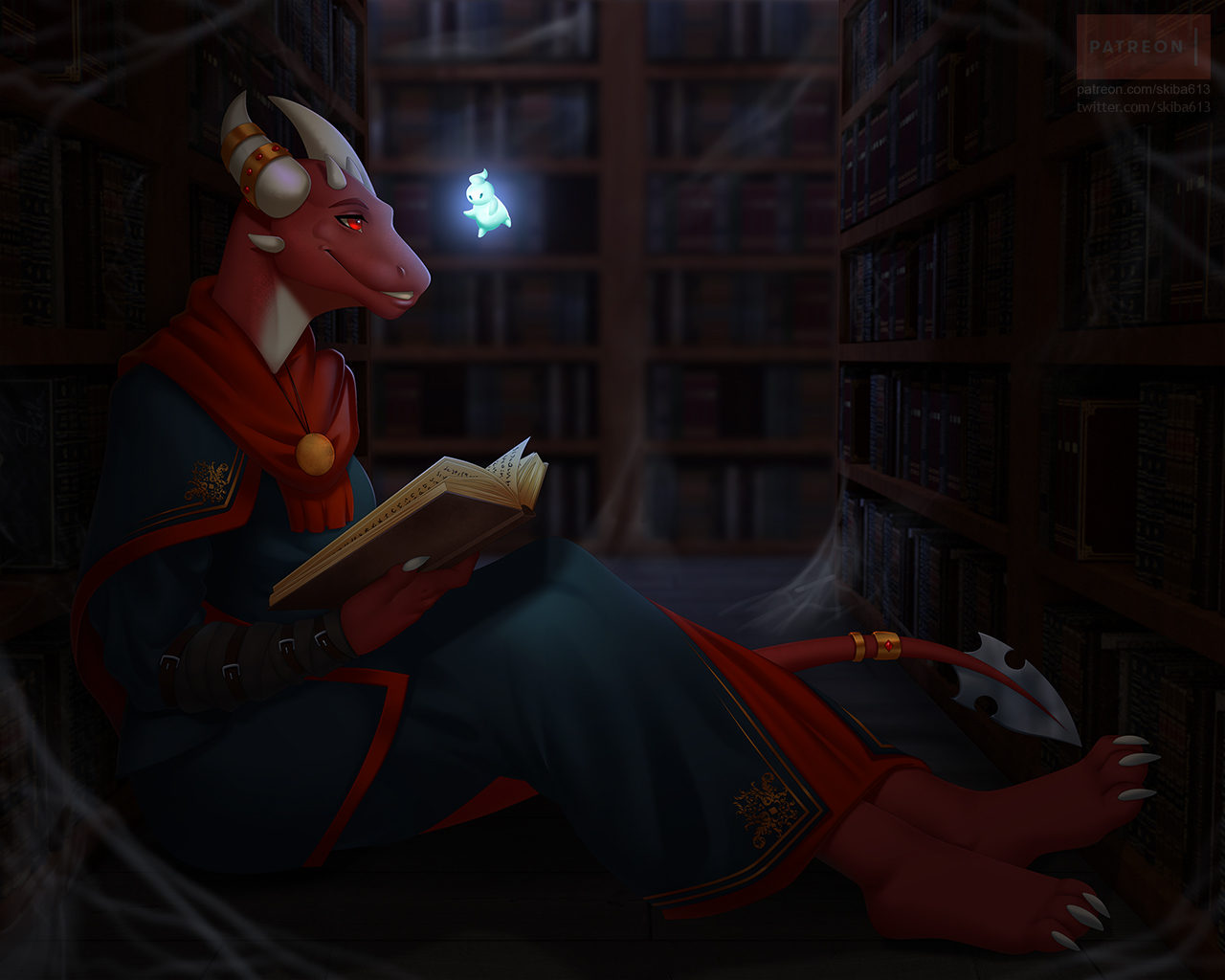 Dragon and firefly - Furry, Art, Library, Books, The Dragon, Nastywolf613