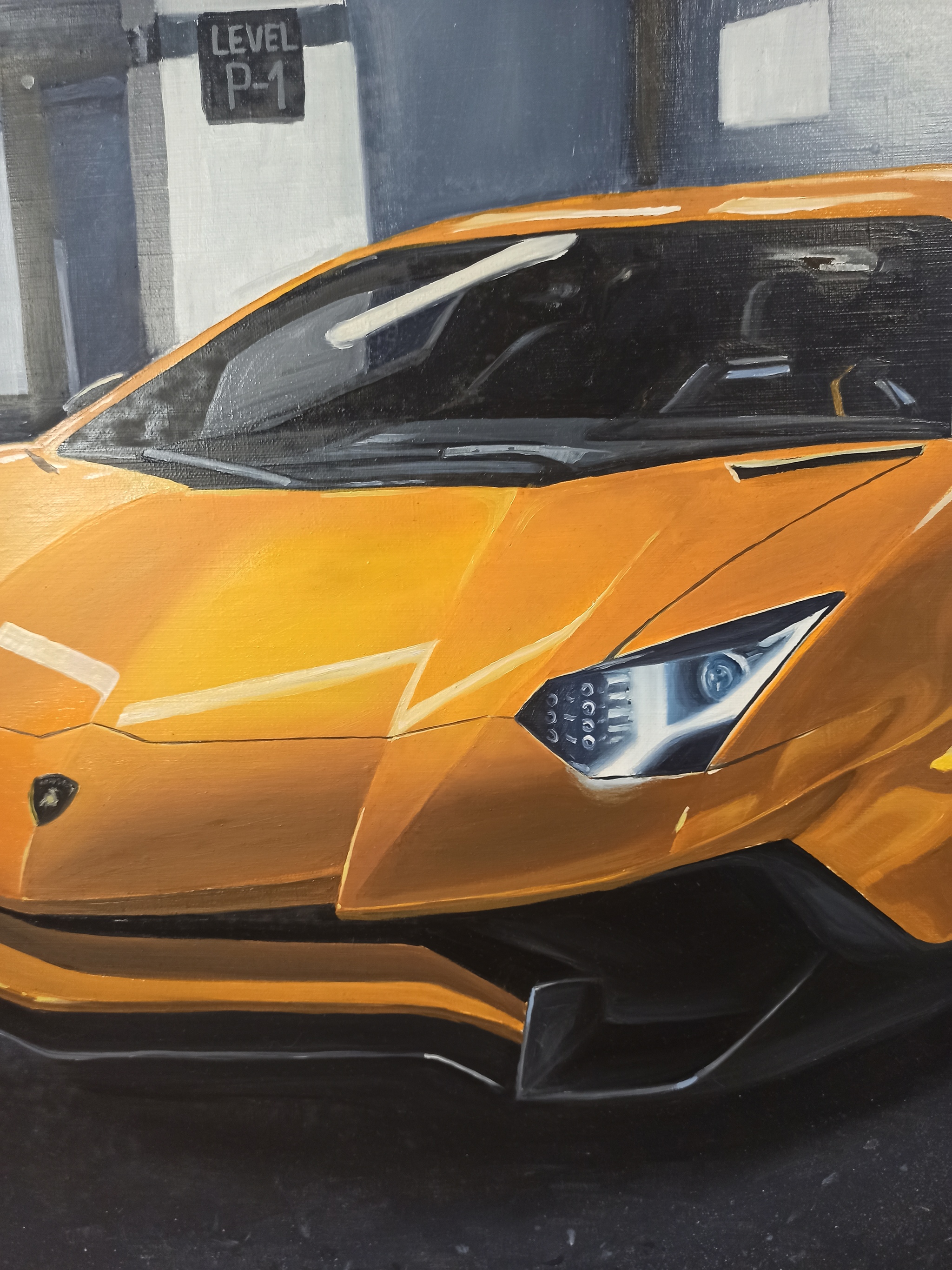 Oil painting Portrait of a Lamborghini Aventador car - My, Lamborghini Aventador, Oil painting, Paints, Traditional art, Longpost