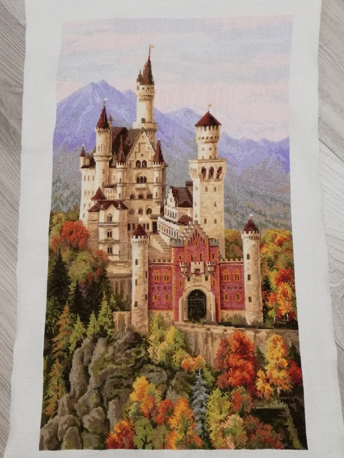 Neuschwanstein Castle - My, Embroidery, Cross-stitch, Needlework, Needlework without process, Lock, Friday tag is mine, Neuschwanstein