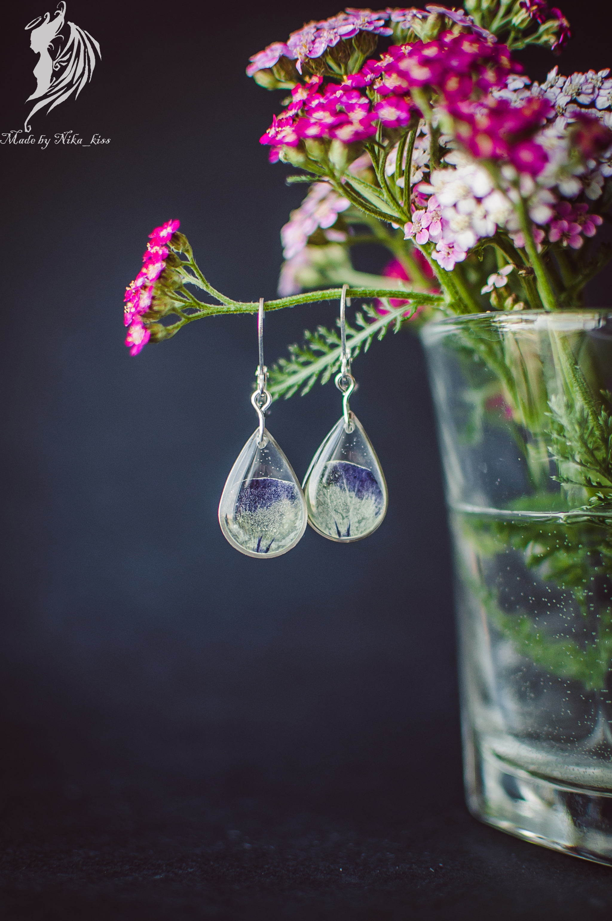 Flowers in epoxy resin - My, Handmade, With your own hands, Flowers, Epoxy resin, Needlework without process, Longpost, Nika_kiss, Earrings