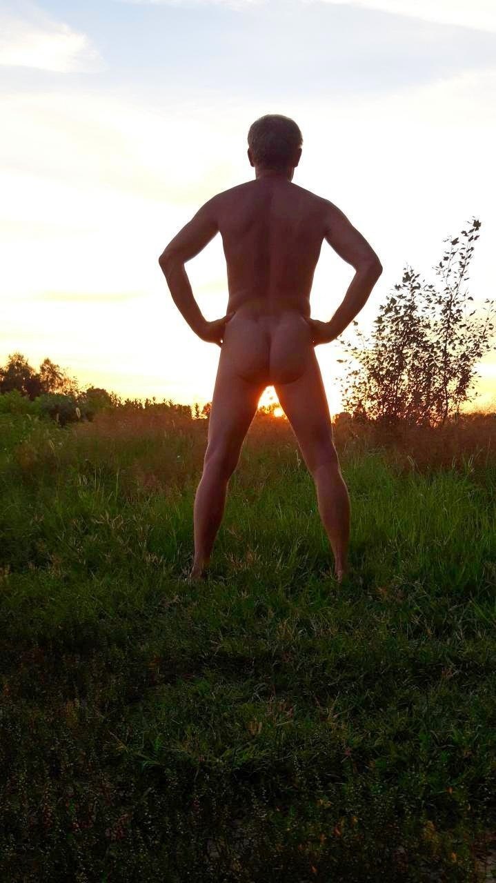 Sunset - NSFW, My, Photo on sneaker, Men, Playgirl, Longpost, Nature