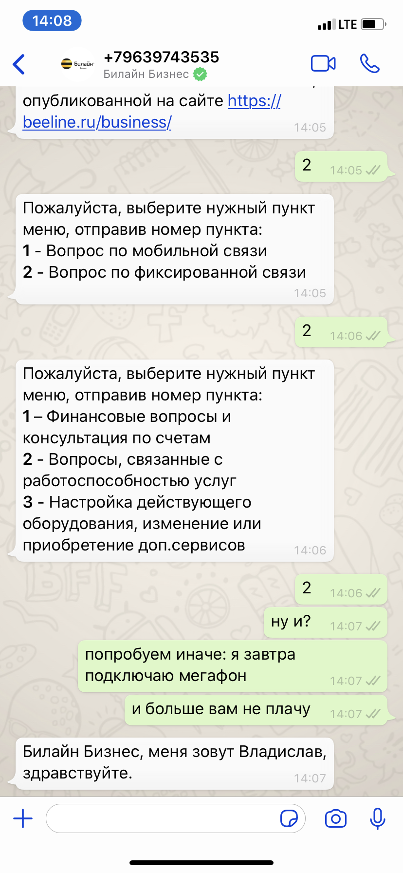 Это всегда срабатывает - Моё, Билайн, Роботизация, Длиннопост, Скриншот