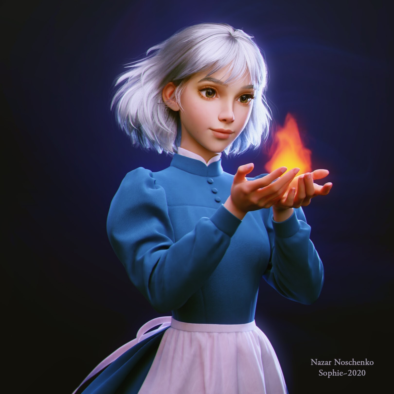 Sophie and Calcifer - 3D, 3D modeling, Sophie, Calcifer, Haul's walking castle