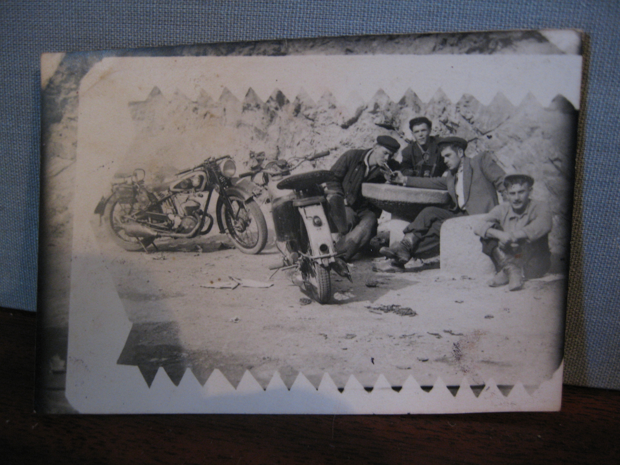 Motorcycle for identification - Old photo, Moto, archive, 1947, Georgian Military Road