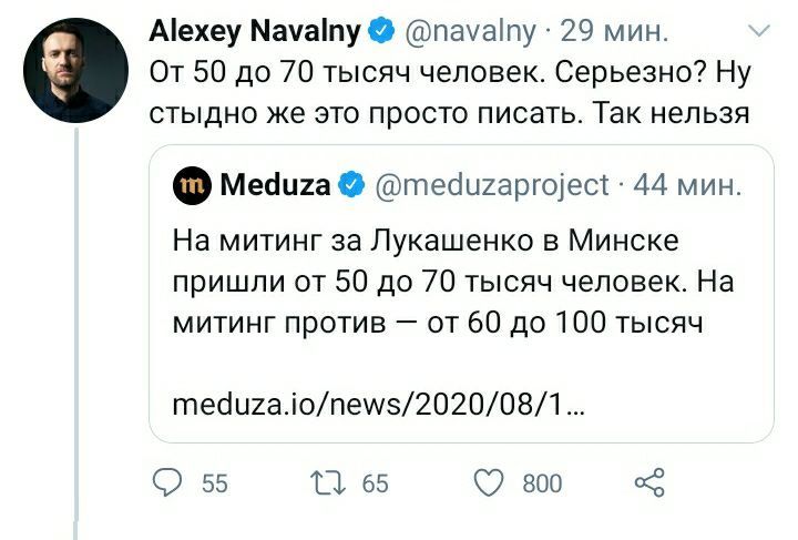 Так им и надо. Пусть знают своё место! - Алексей Навальный, Meduzaio, Длиннопост, Республика Беларусь, Митинг, Политика