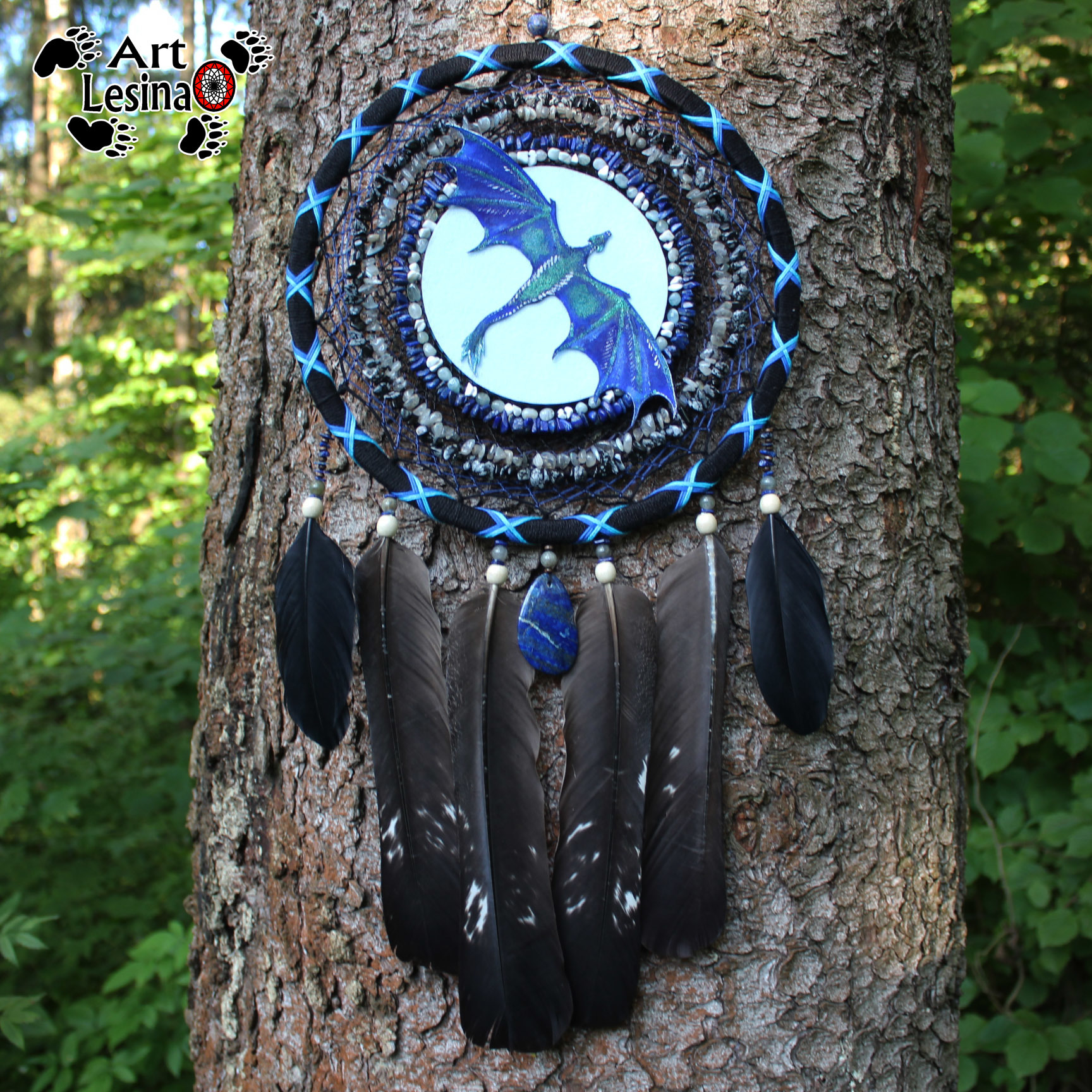 Dreamcatcher Dragon Lapis Lazuli - The Dragon, Dreamcatcher, Needlework without process, Needlework, Presents, Amulet, Indians, Longpost