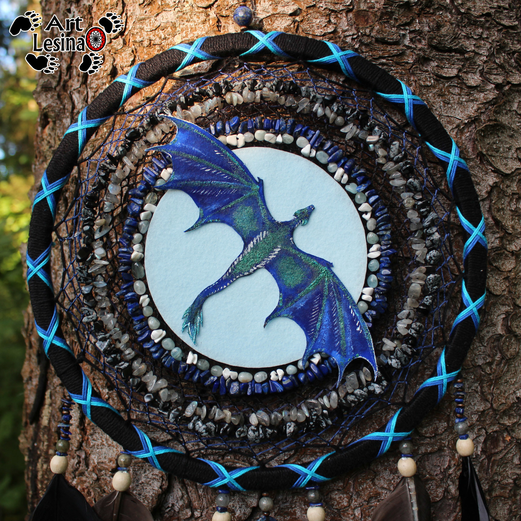 Dreamcatcher Dragon Lapis Lazuli - The Dragon, Dreamcatcher, Needlework without process, Needlework, Presents, Amulet, Indians, Longpost