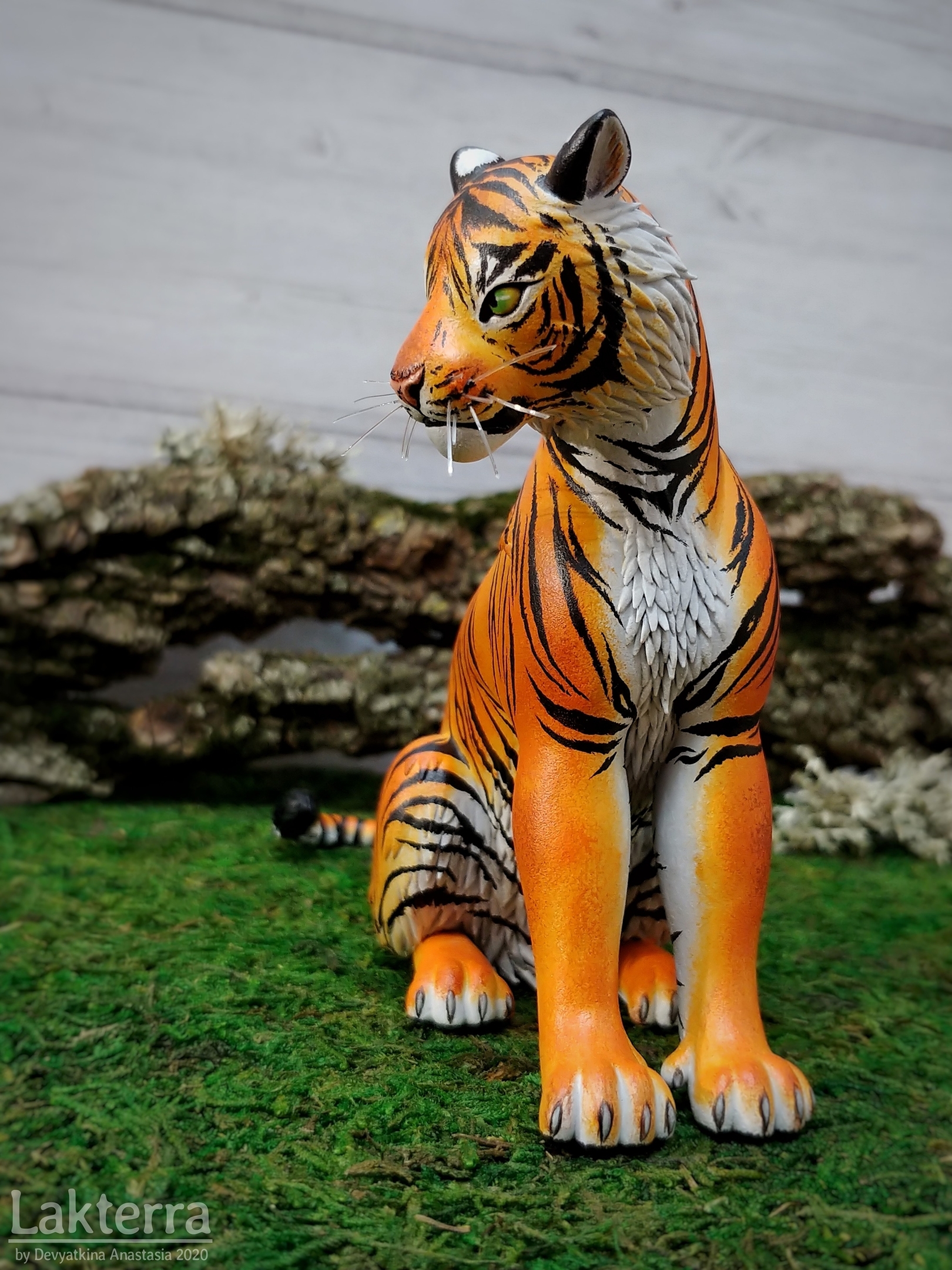 Tigress (named Sota) - My, Longpost, Handmade, Needlework with process, Velvet plastic, With your own hands, Big cats, Tiger