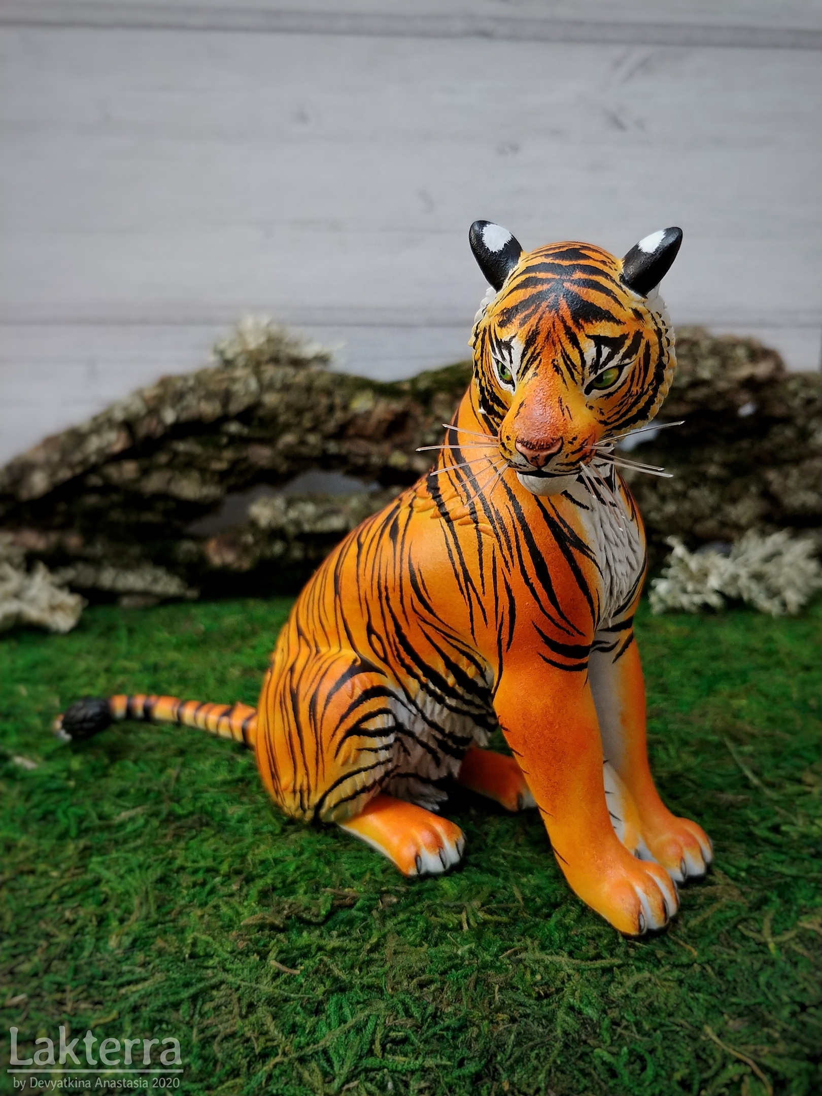 Tigress (named Sota) - My, Longpost, Handmade, Needlework with process, Velvet plastic, With your own hands, Big cats, Tiger