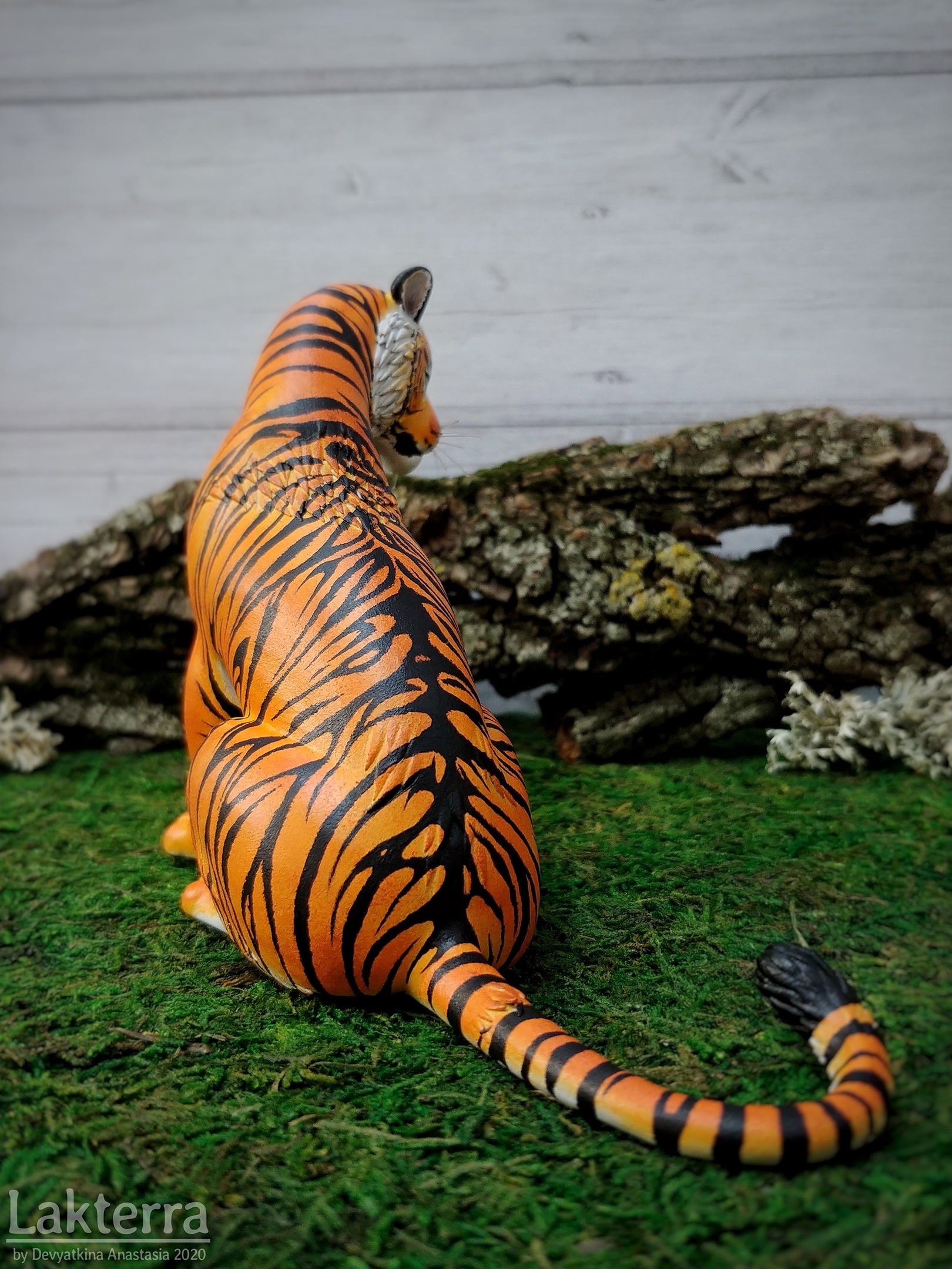 Tigress (named Sota) - My, Longpost, Handmade, Needlework with process, Velvet plastic, With your own hands, Big cats, Tiger