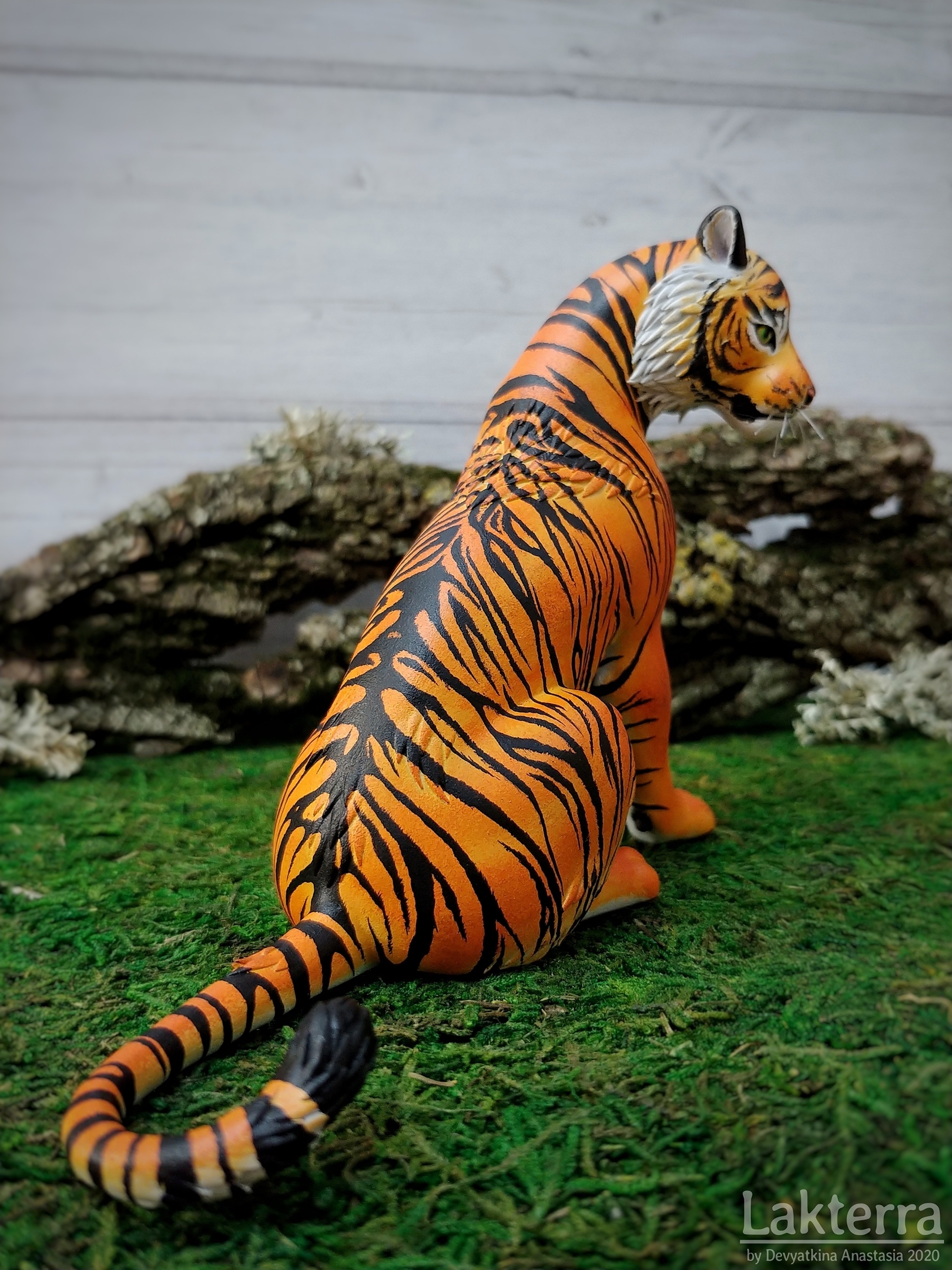 Tigress (named Sota) - My, Longpost, Handmade, Needlework with process, Velvet plastic, With your own hands, Big cats, Tiger