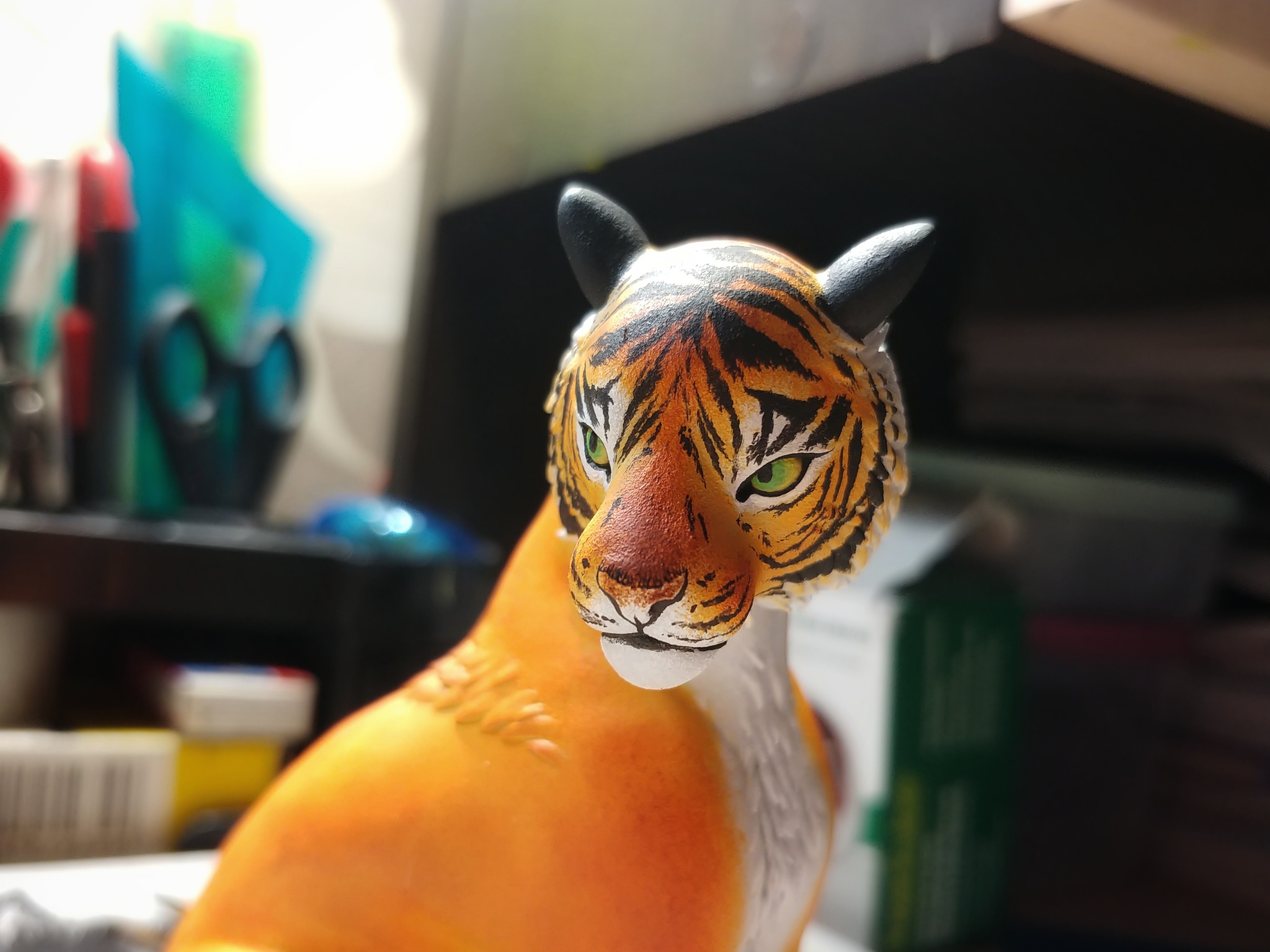 Tigress (named Sota) - My, Longpost, Handmade, Needlework with process, Velvet plastic, With your own hands, Big cats, Tiger