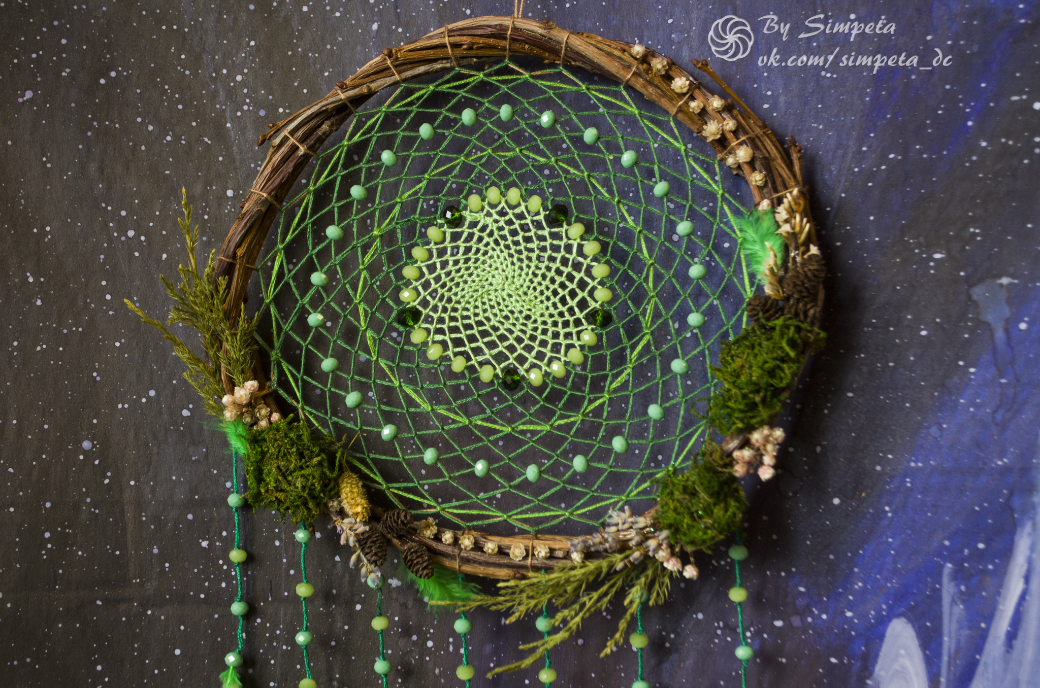 Dreamcatcher Forest Song - My, Bysimpeta, Dreamcatcher, Needlework without process, Handmade, Nature, Forest, With your own hands, beauty, Longpost