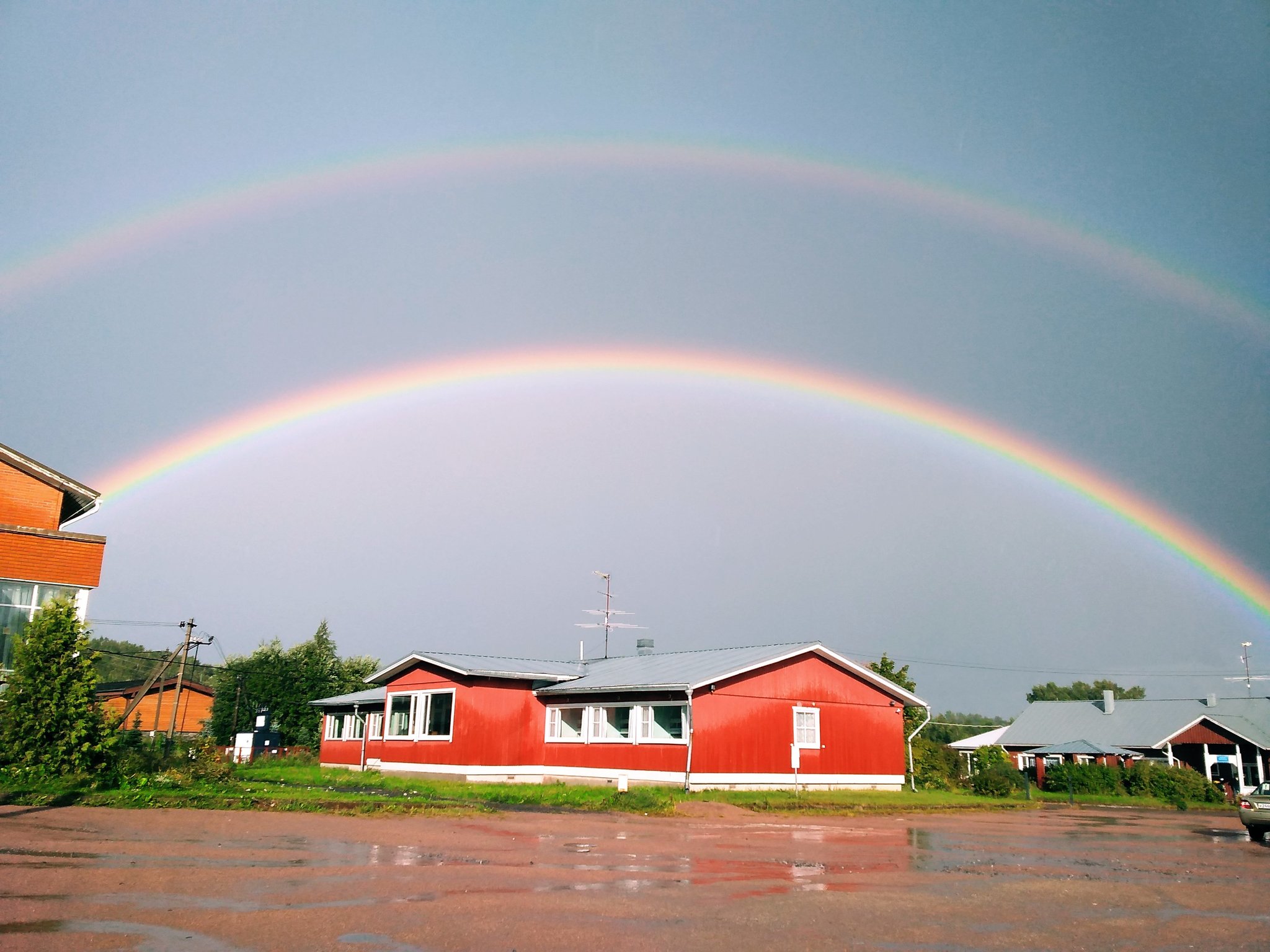 Leningrad region - My, Leningrad region, Double Rainbow, The photo