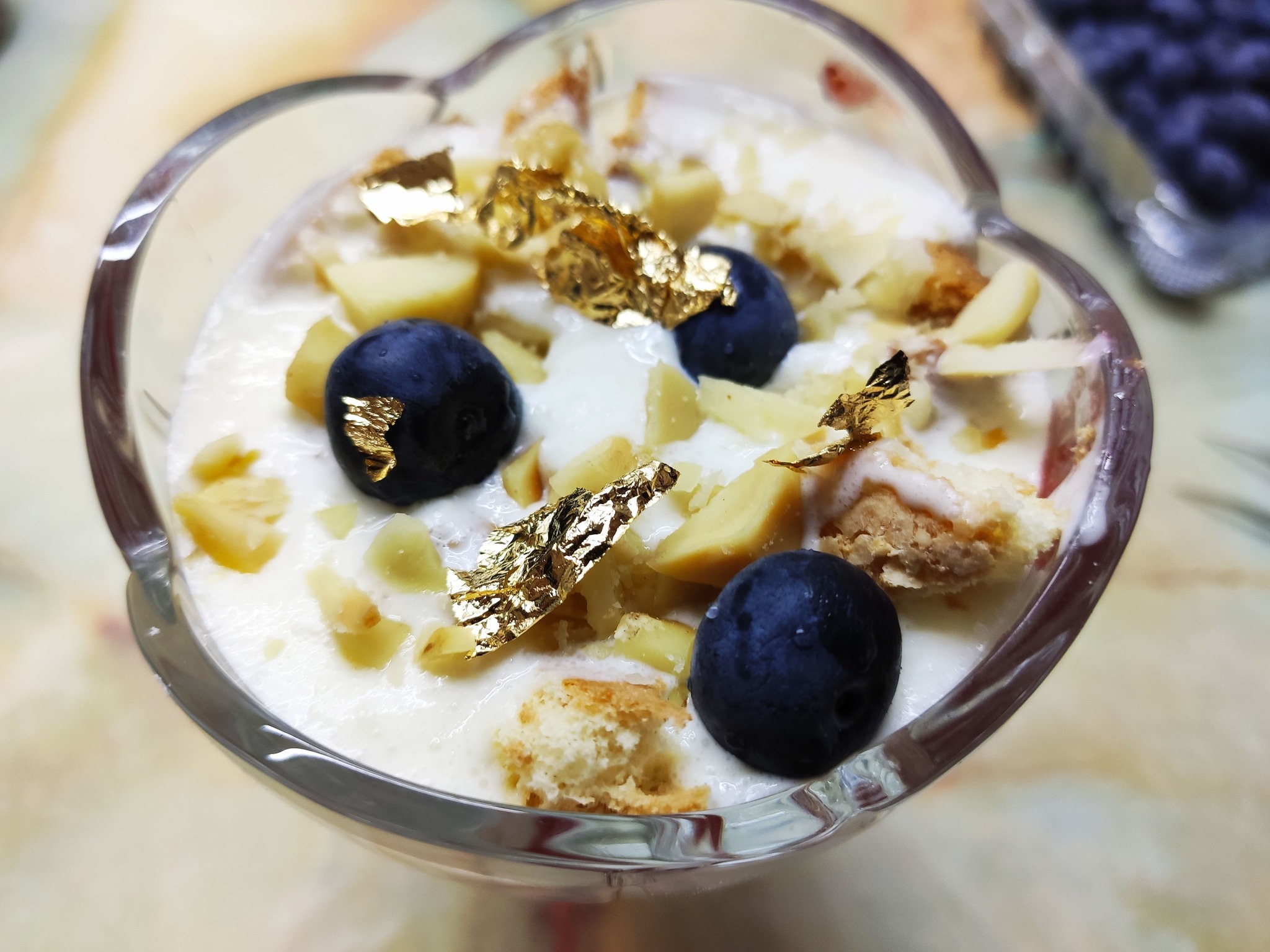 Strawberry triful with curd cream and macadamia nuts and blueberries - My, Food, Cooking, Dessert, Recipe, Kitchen, Tralex Recipes, A restaurant, Longpost