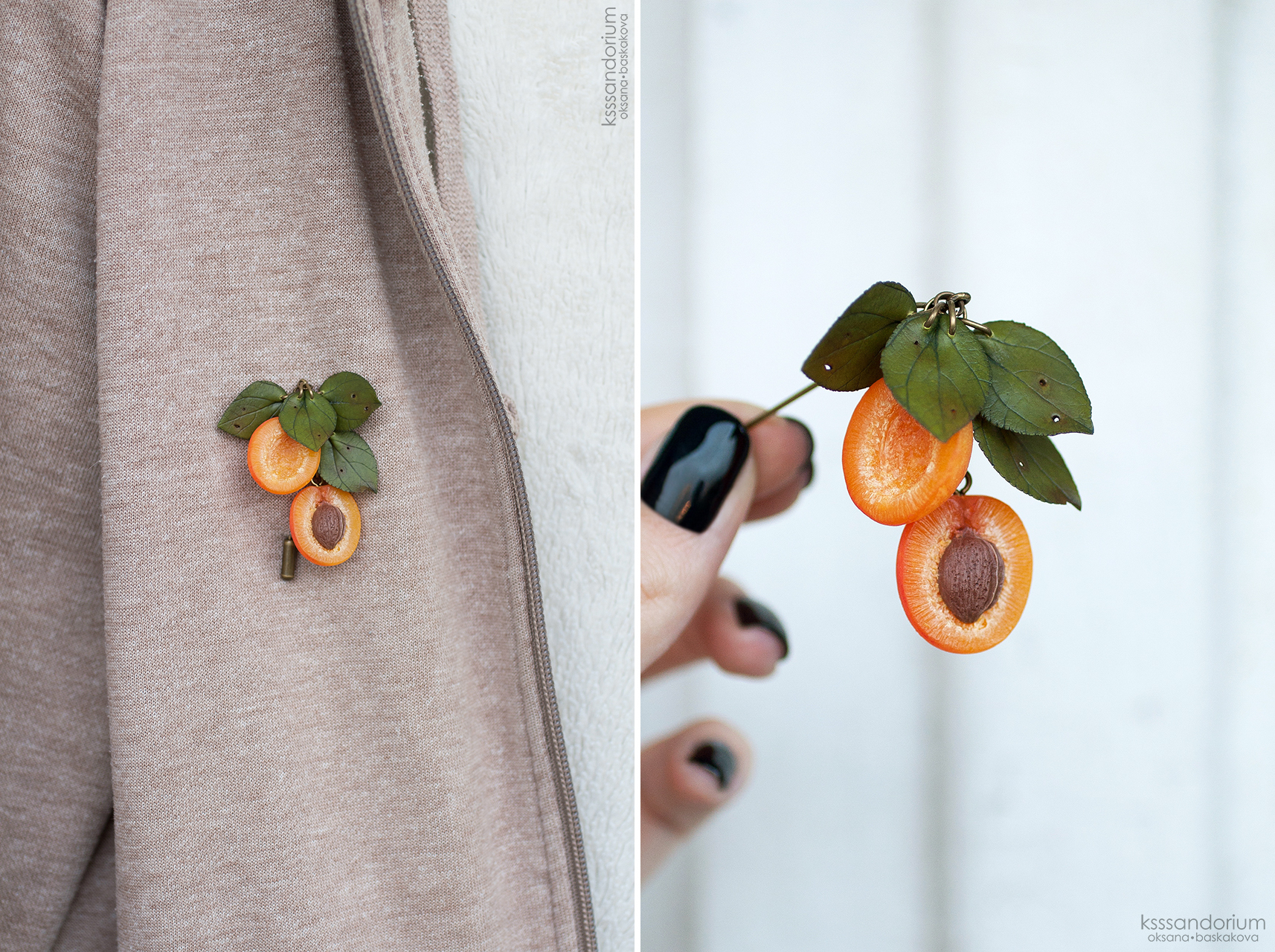 Apricots. Polymer clay; - My, Polymer clay, Handmade, Needlework without process, Apricot, apricot pit, Фрукты, Creation, Longpost