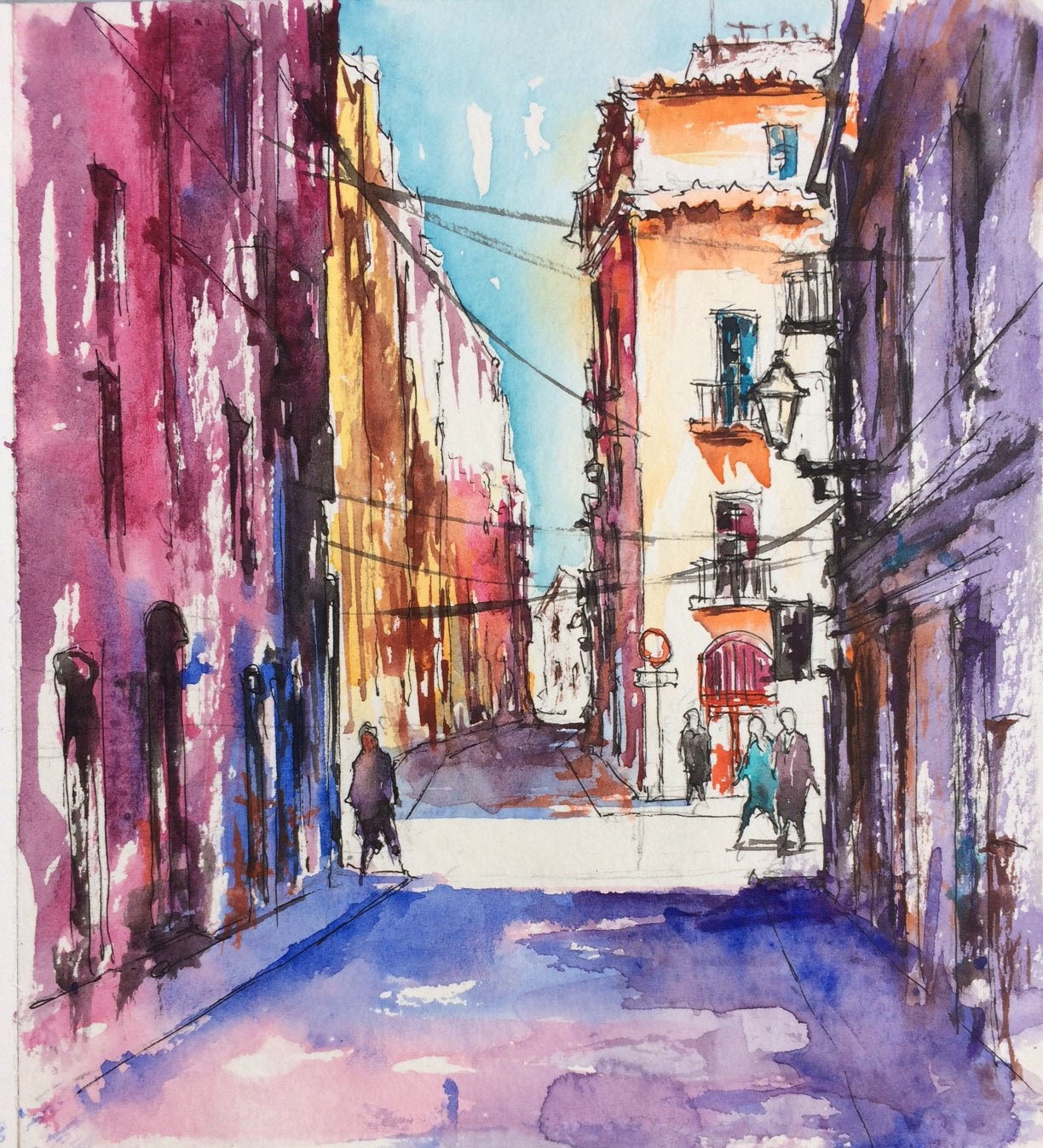 Catalan sketches - My, Watercolor, Sketch, Catalonia, Spain, Landscape, Longpost